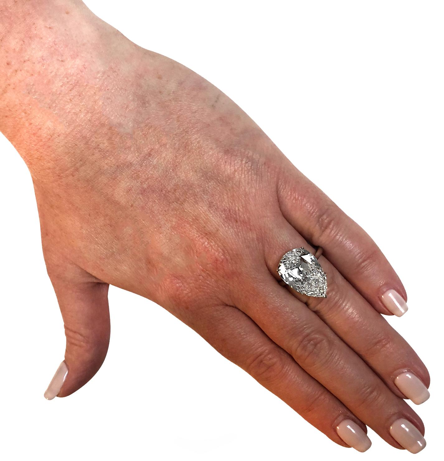 Pear Cut Vivid Diamonds GIA Certified 10.17 Carat Diamond Engagement Ring