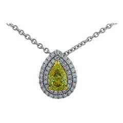 Vivid Diamonds GIA Certified 1.05 Carat Fancy Yellow Diamond Pendant Necklace