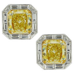 Vivid Diamonds GIA Certified 10.61 Carat Fancy Intense Yellow Diamond Earrings