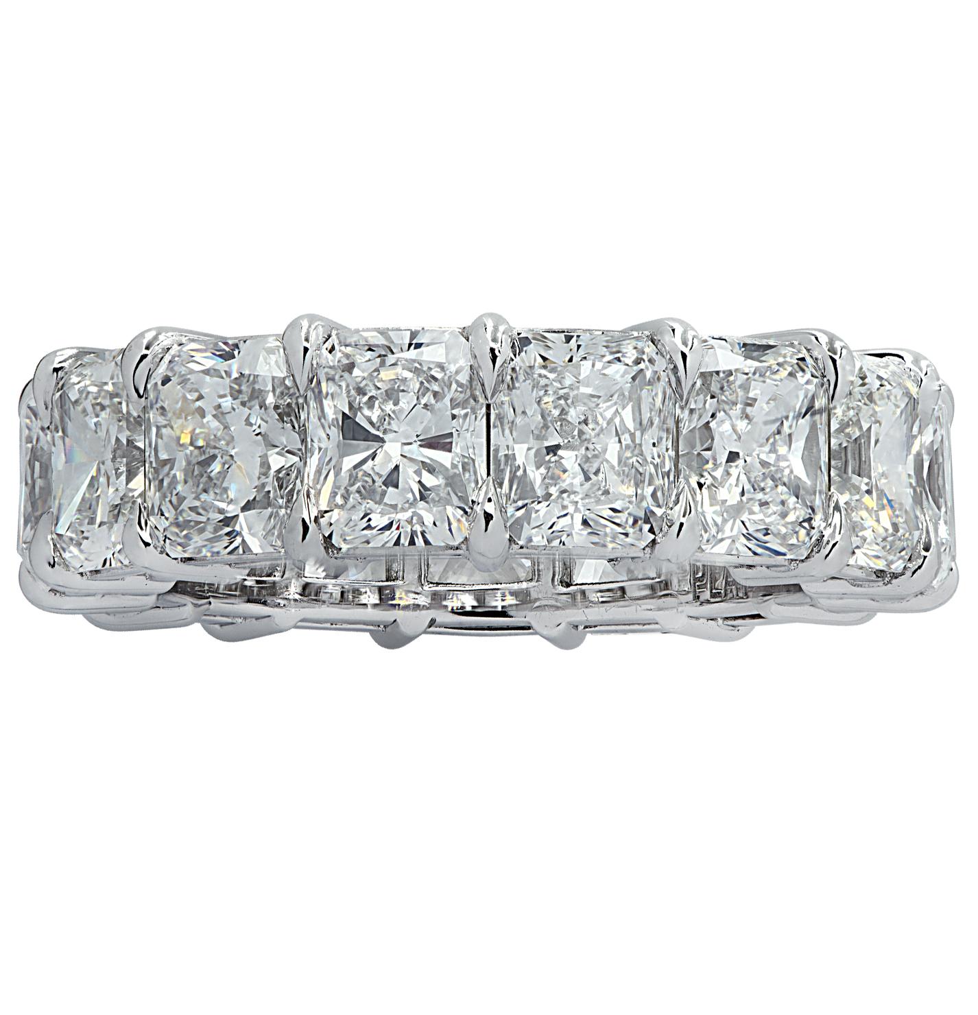 Modern Vivid Diamonds GIA Certified 11.09 Carat Radiant Cut Diamond Eternity Band