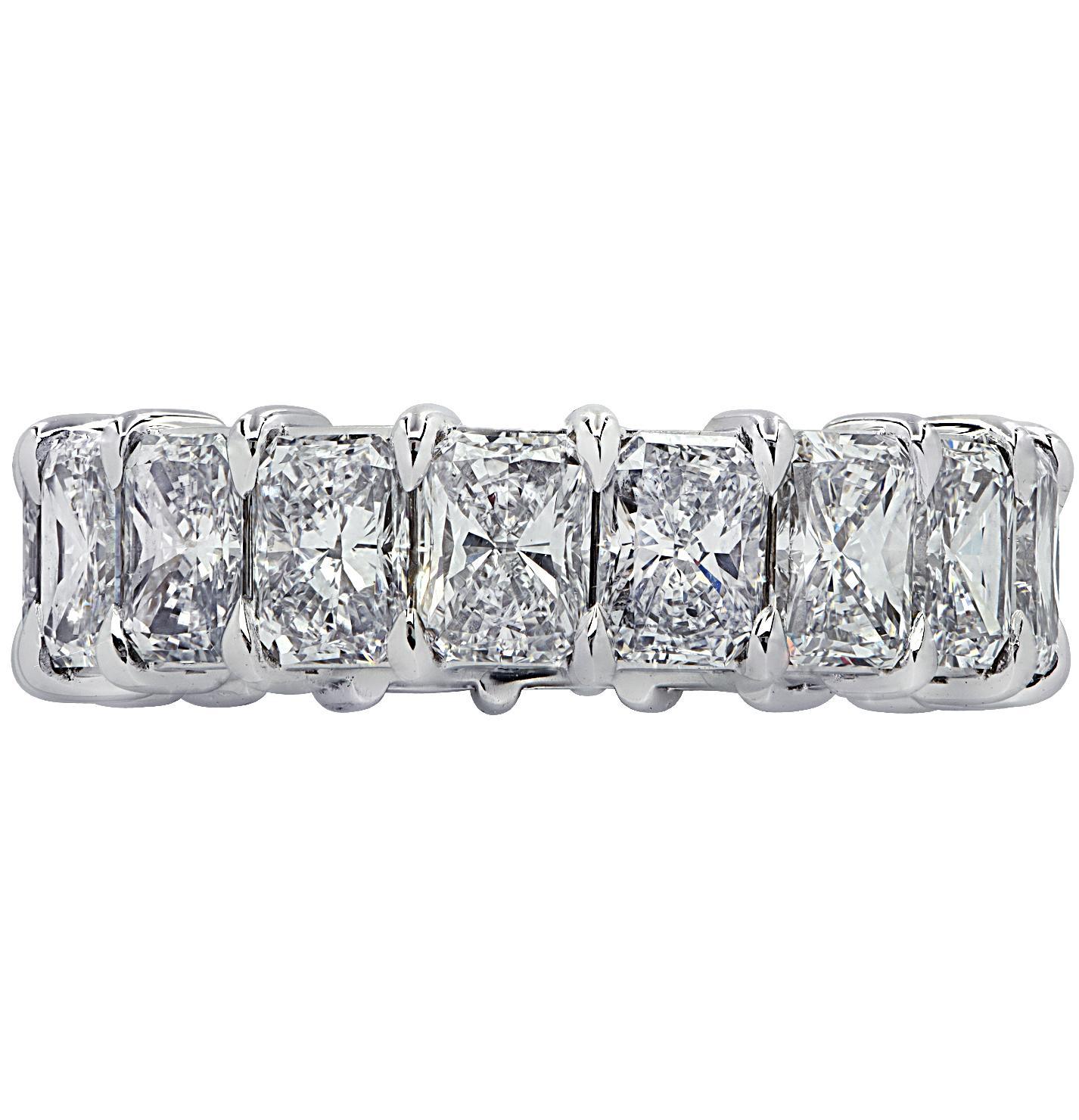 Women's Vivid Diamonds GIA Certified 11.09 Carat Radiant Cut Diamond Eternity Band