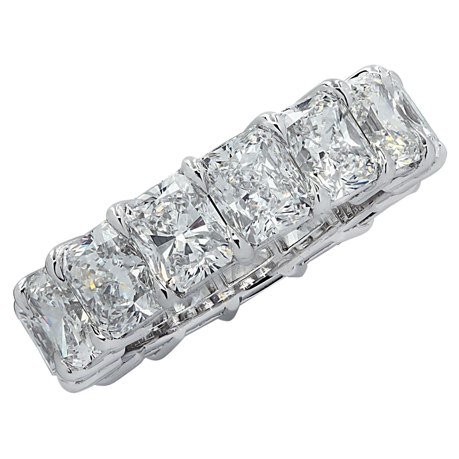 Vivid Diamonds GIA Certified 11.09 Carat Radiant Cut Diamond Eternity Band