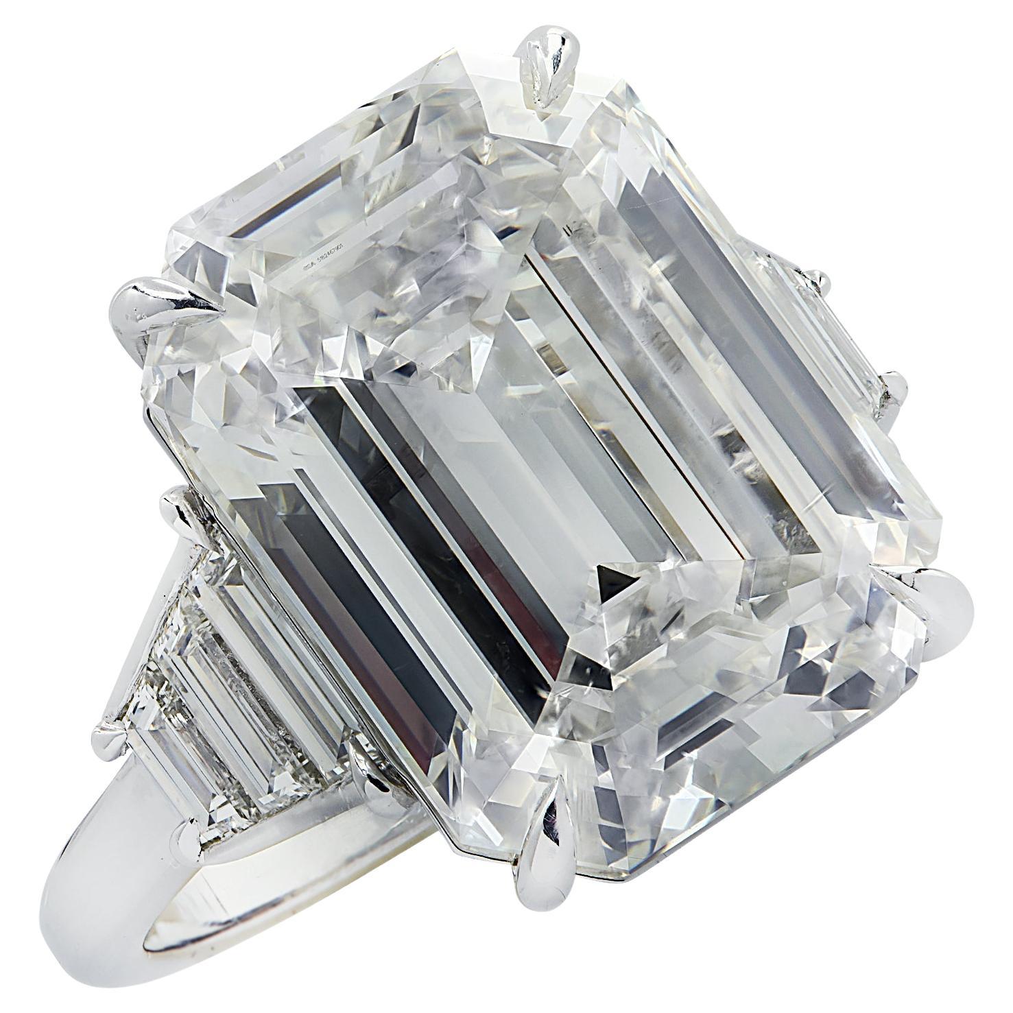 Vivid Diamonds GIA Certified 11.78 Carat Emerald Cut Diamond Engagement Ring