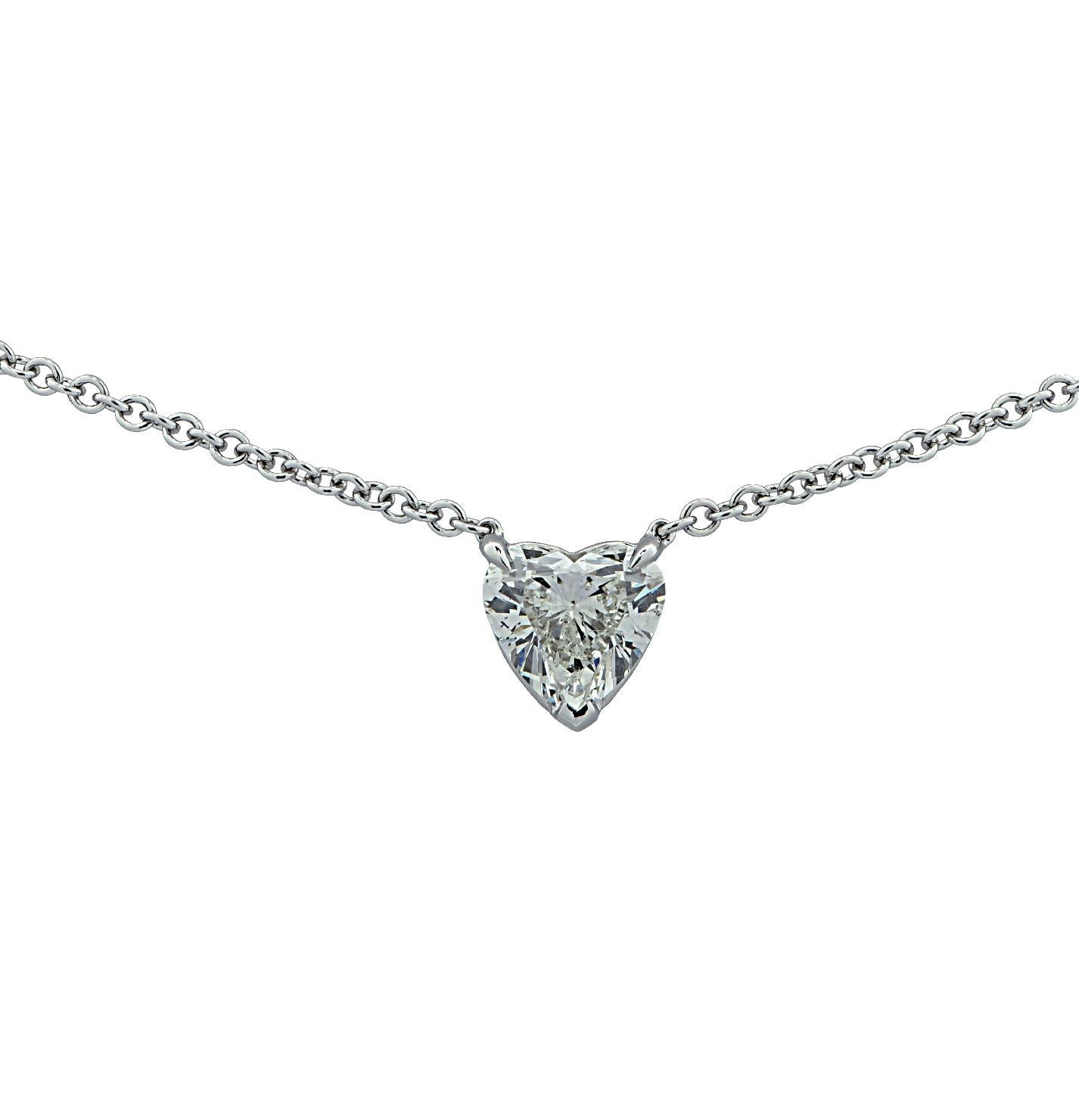 Modern Vivid Diamonds GIA Certified 1.20 Carat Heart Shape Diamond Necklace