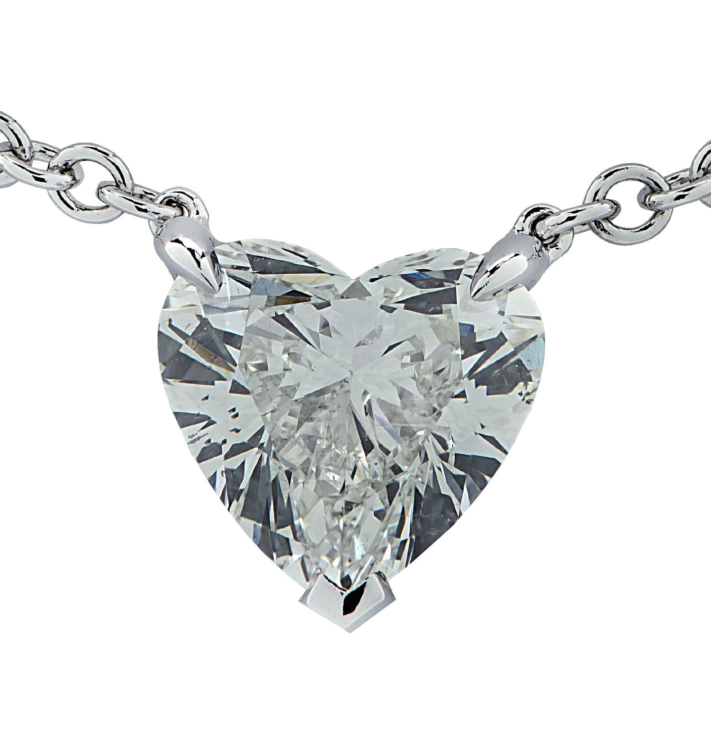 Vivid Diamonds GIA Certified 1.20 Carat Heart Shape Diamond Necklace In New Condition In Miami, FL