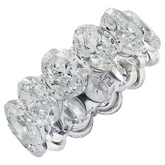 Vivid DIamonds, bague d'éternité en diamants taille ovale de 12,10 carats certifiés GIA 