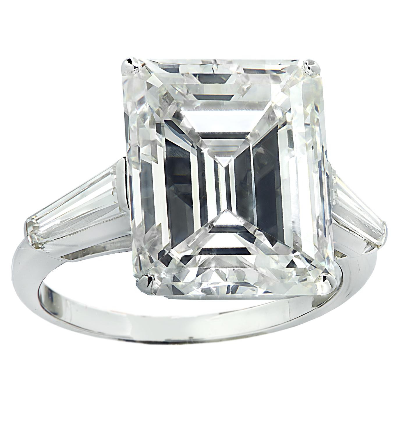 Modern Vivid Diamonds GIA Certified 12.29 Carat Emerald Cut Diamond Engagement Ring