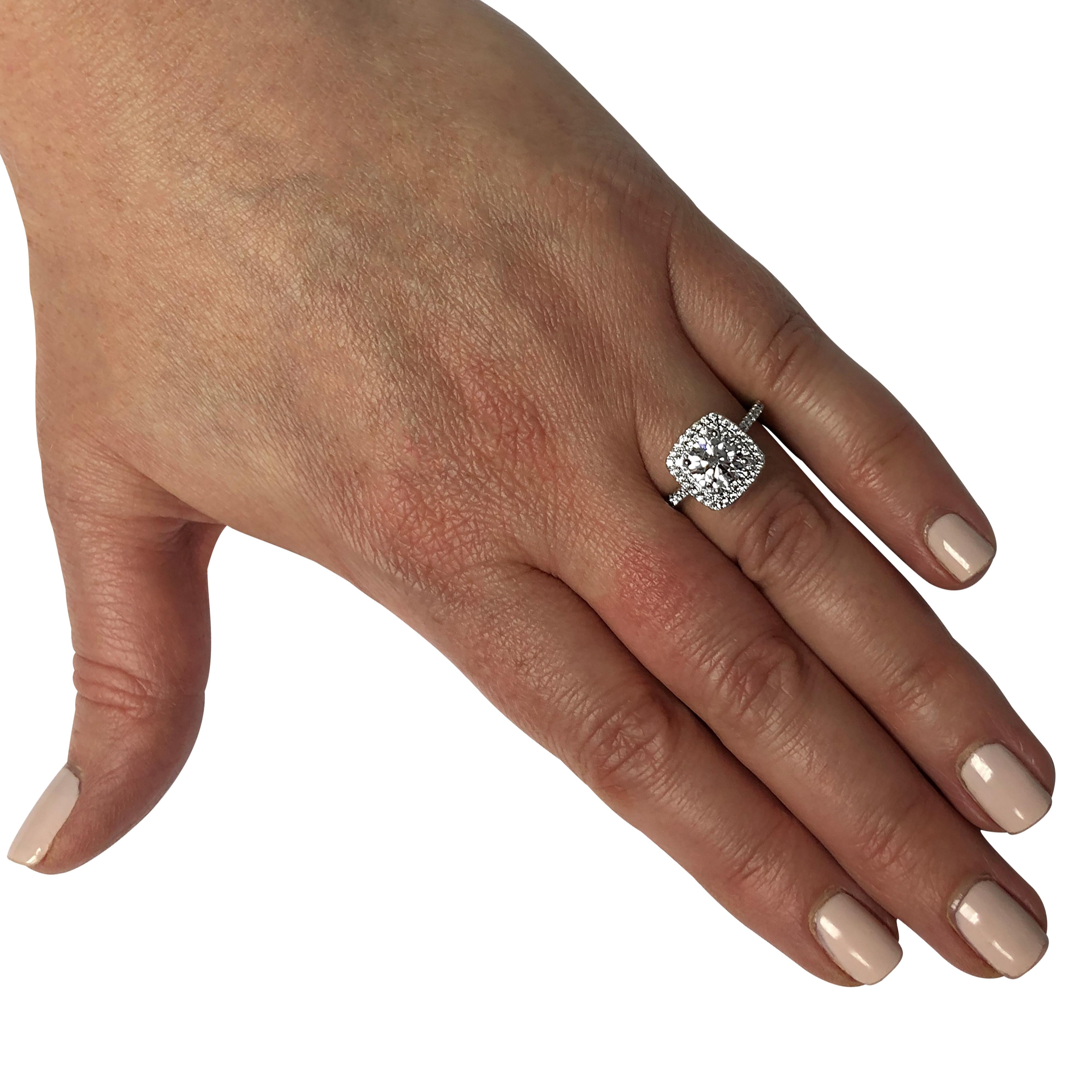 Modern Vivid Diamonds GIA Certified 1.27 Carat Diamond Halo Engagement Ring