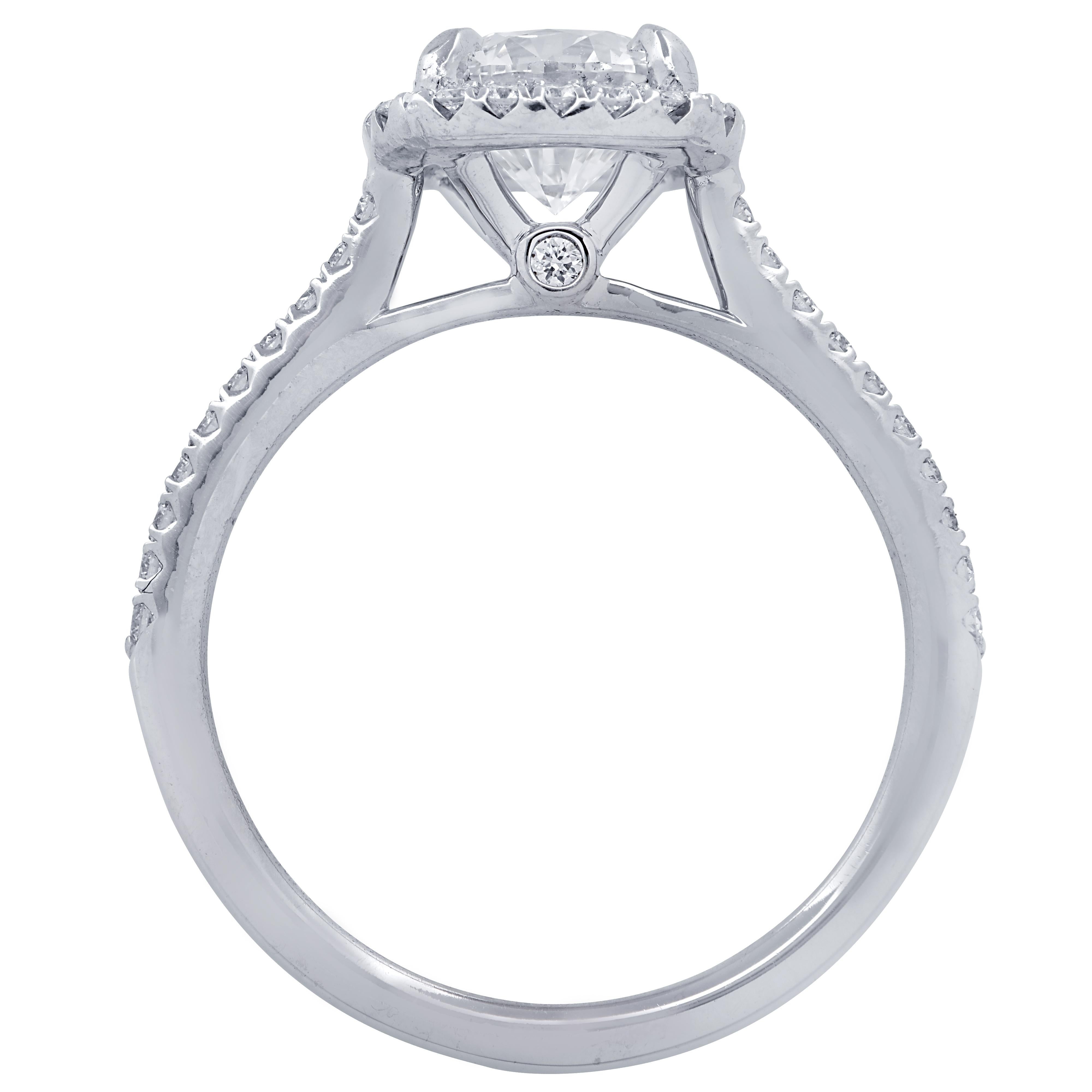 Modern Vivid Diamonds GIA Certified 1.30 Carat Diamond Halo Engagement Ring