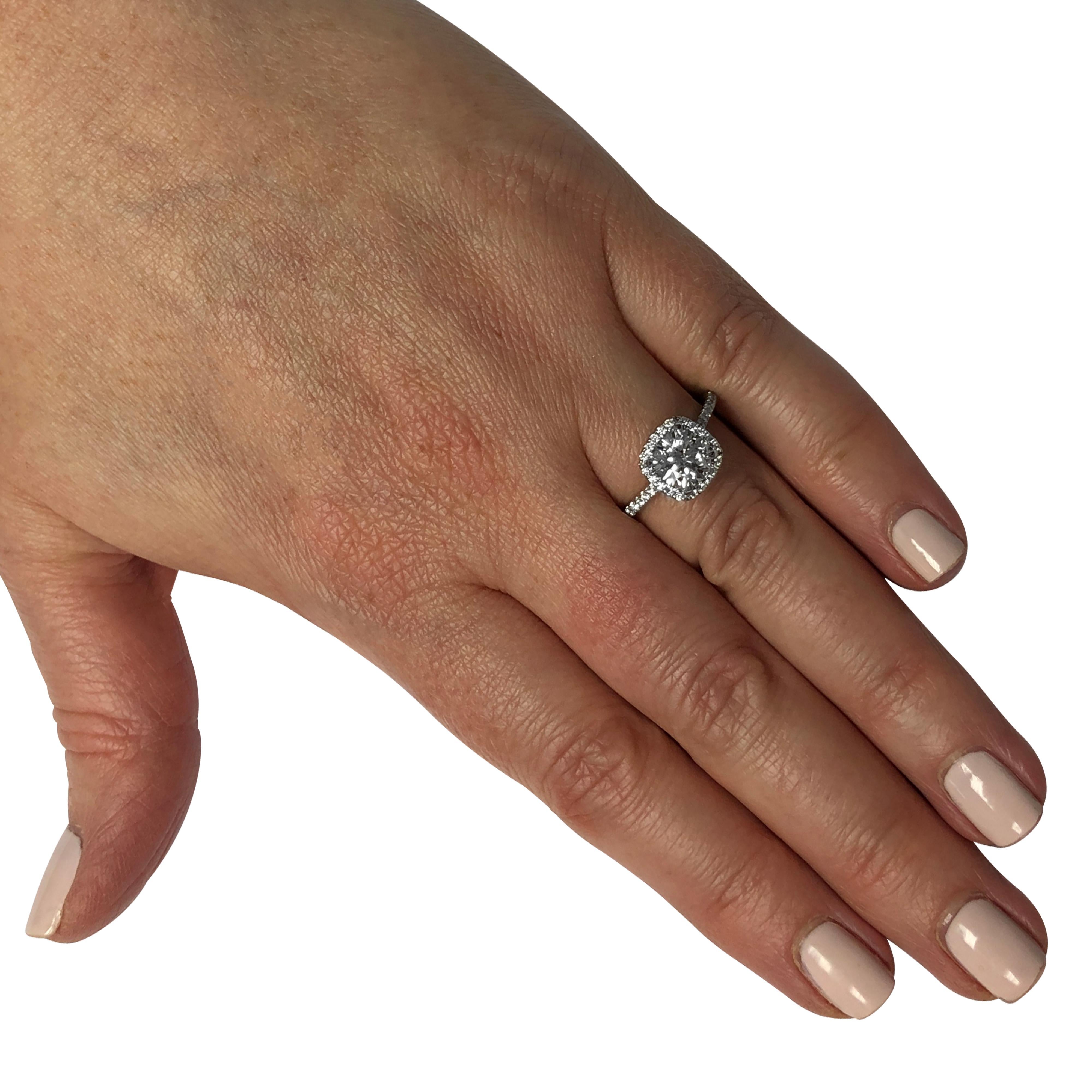 Round Cut Vivid Diamonds GIA Certified 1.30 Carat Diamond Halo Engagement Ring