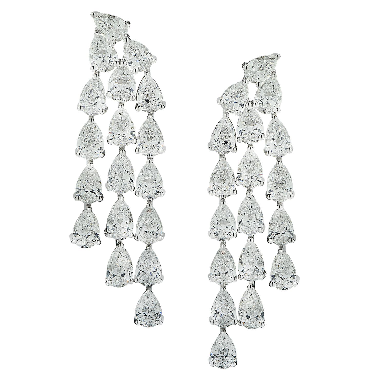 Pear Cut Vivid Diamonds GIA Certified 13.06 Carat Diamond Dangle Earrings