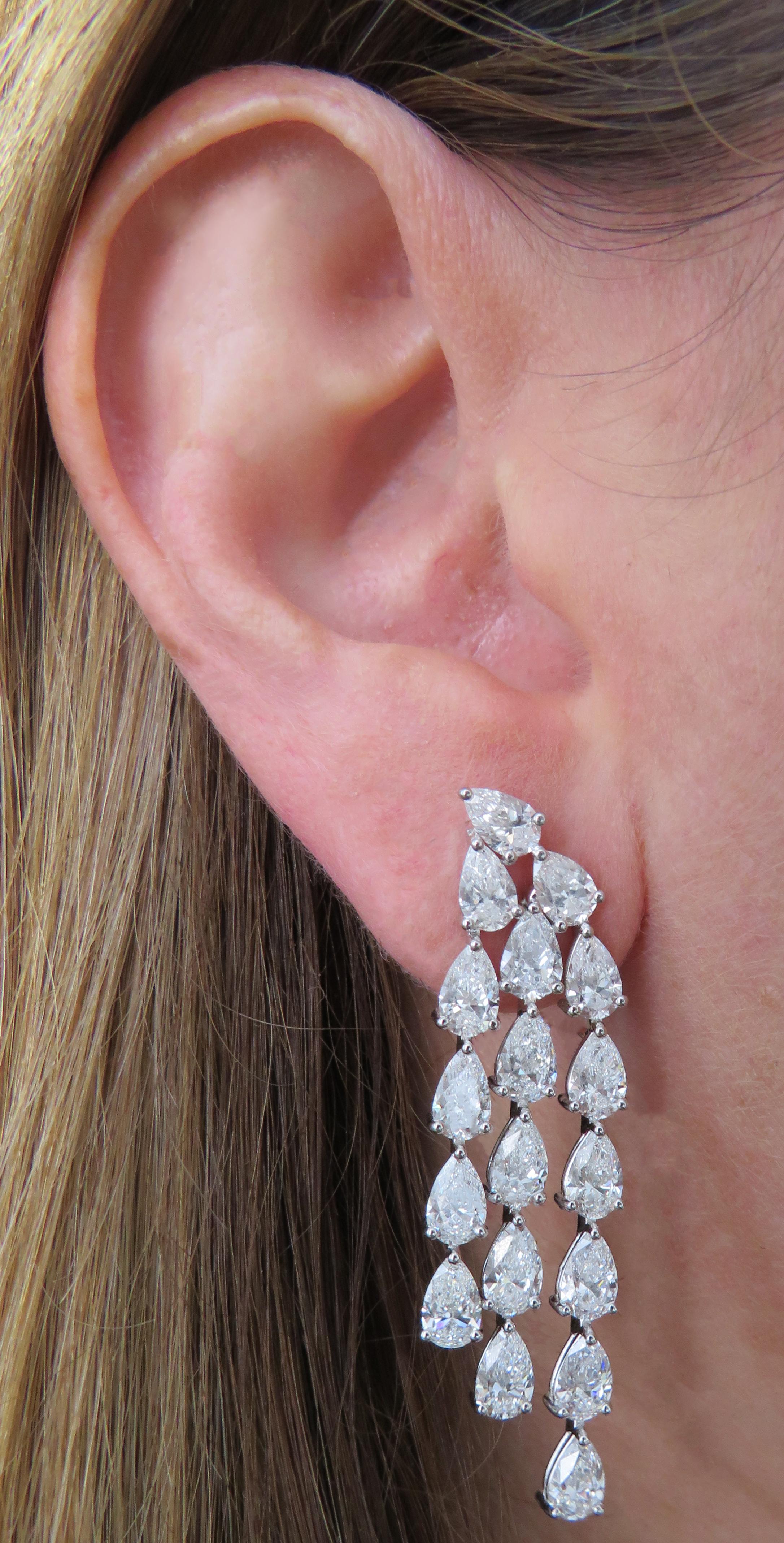 Vivid Diamonds GIA Certified 13.06 Carat Diamond Dangle Earrings In New Condition In Miami, FL