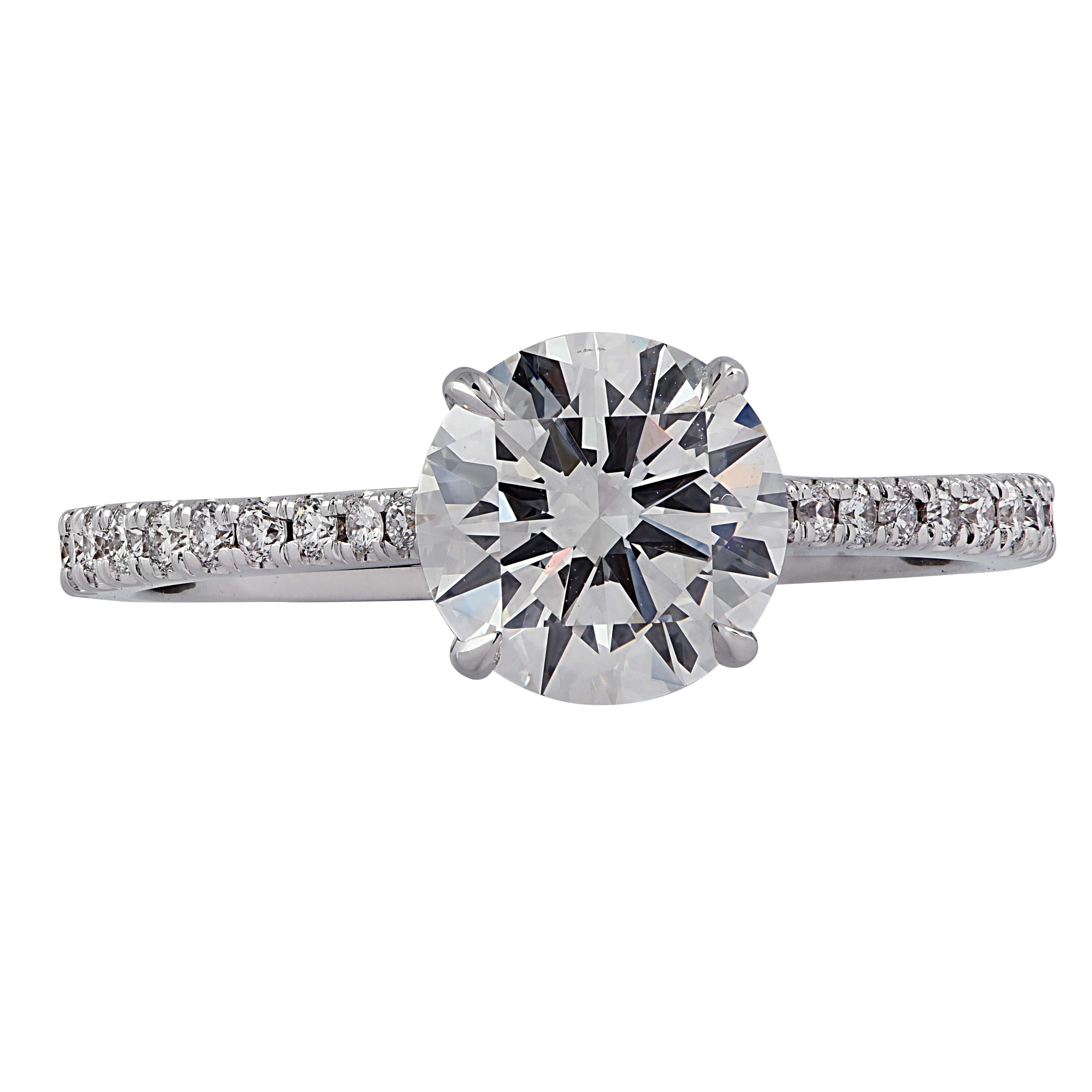 Round Cut Vivid Diamonds GIA Certified 1.38 Carat Diamond Engagement Ring
