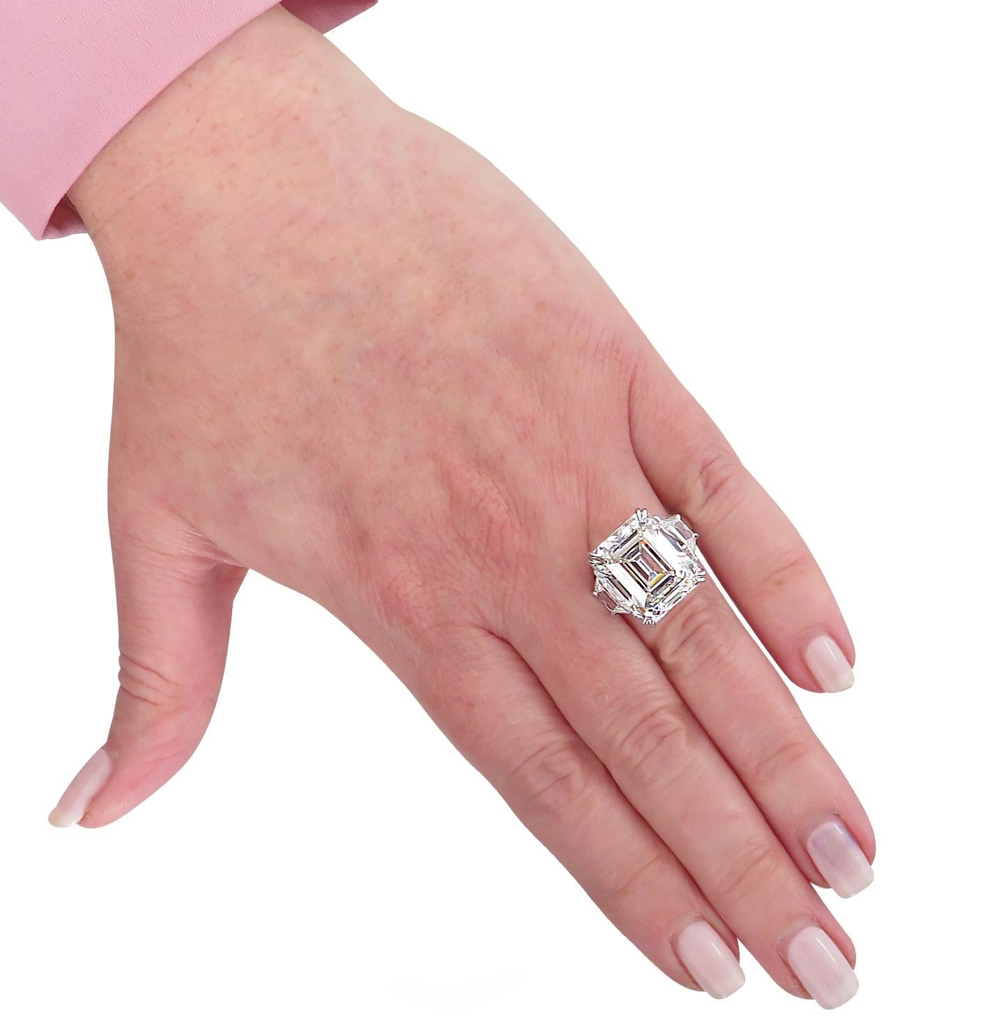 Women's Vivid Diamonds GIA Certified 14.11 Carat Emerald Cut Diamond Engagement Ring