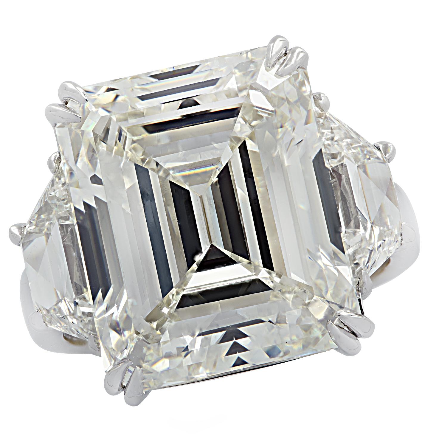 Vivid Diamonds GIA Certified 14.11 Carat Emerald Cut Diamond Engagement Ring 1