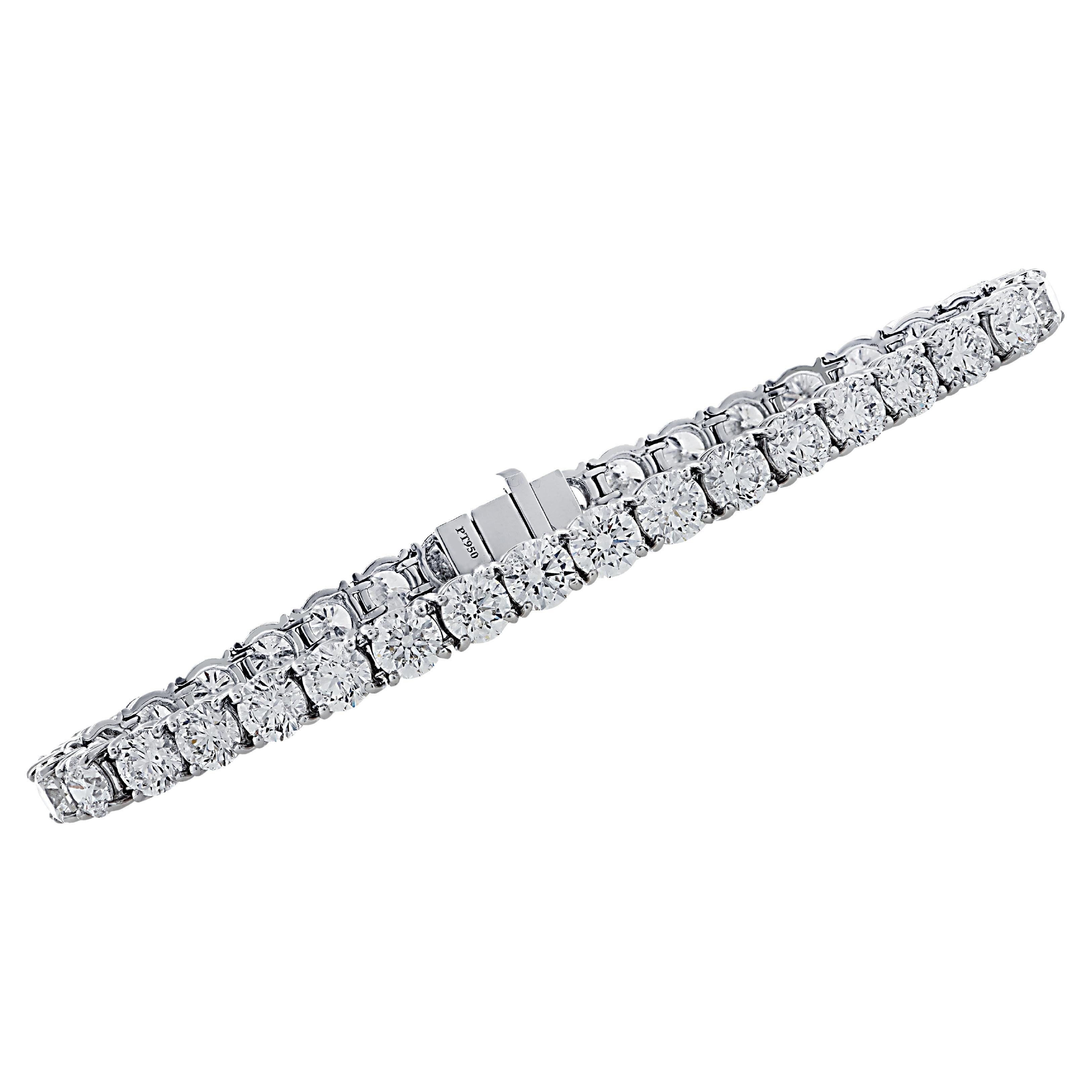 Vivid Diamonds GIA Certified 14.40 Carat Diamond Tennis Bracelet 