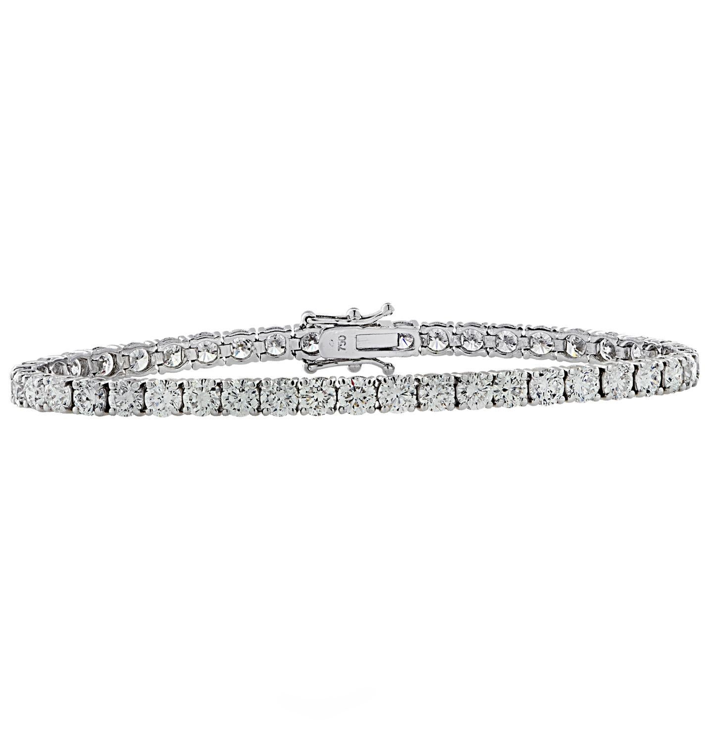 Modern Vivid Diamonds GIA Certified 14.57 Carat Diamond Tennis Bracelet For Sale