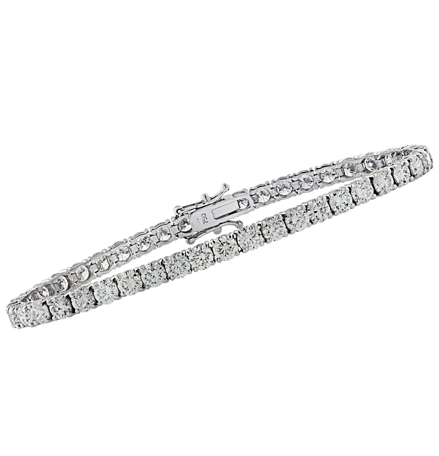 Women's Vivid Diamonds GIA Certified 14.57 Carat Diamond Tennis Bracelet For Sale