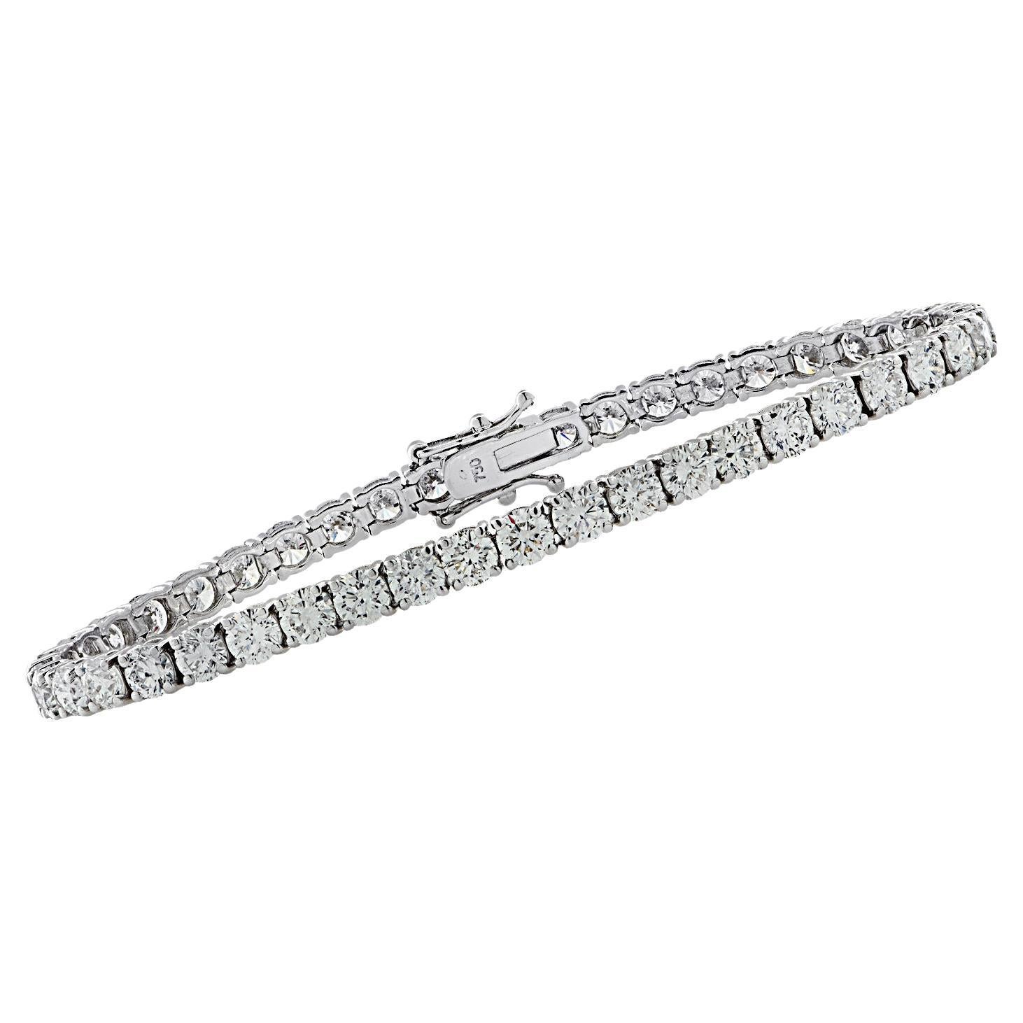Vivid Diamonds GIA Certified 14.57 Carat Diamond Tennis Bracelet For Sale