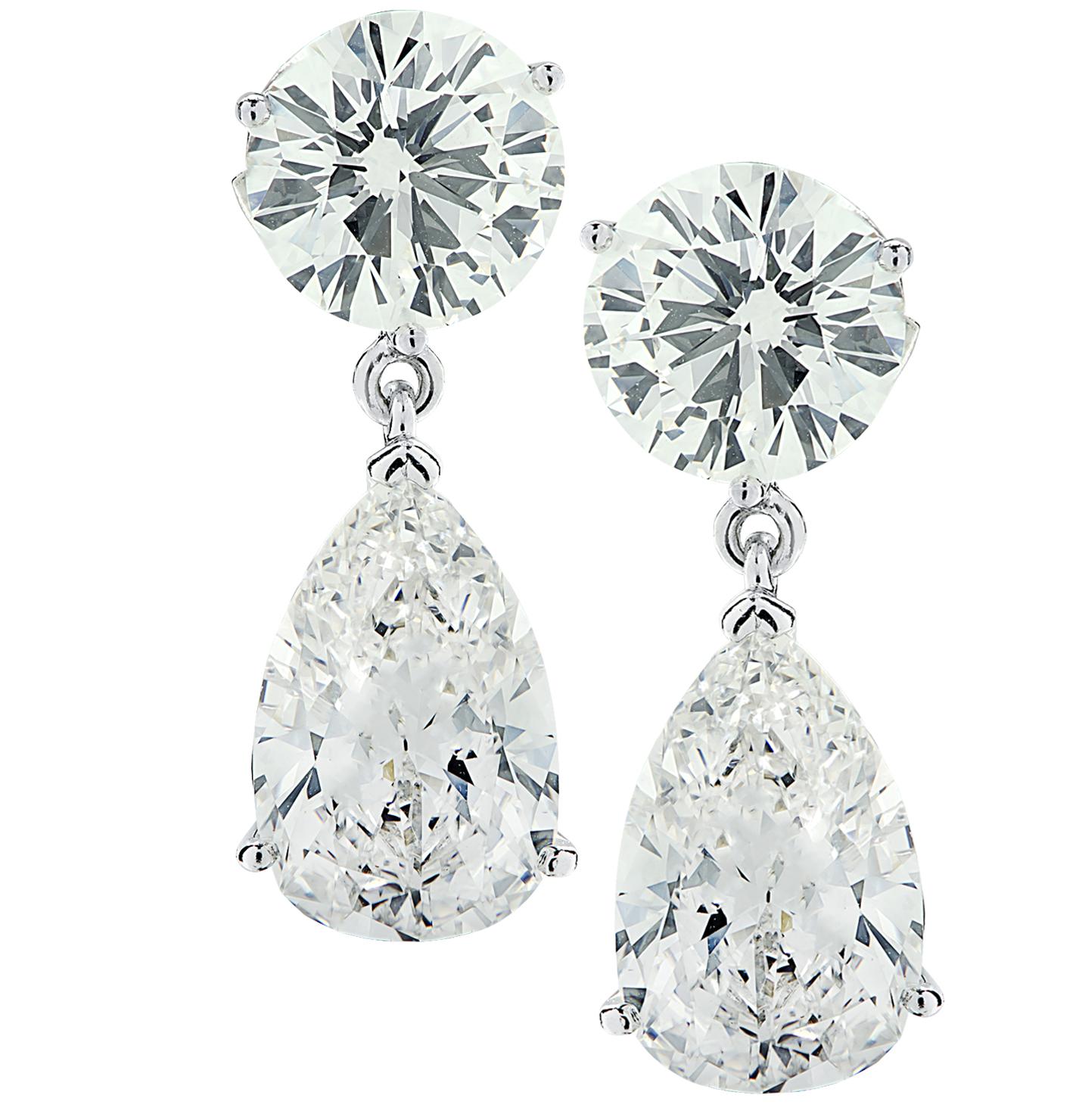 Vivid Diamonds GIA Certified 14.8 Carat Dangle Diamond Earrings For Sale 2