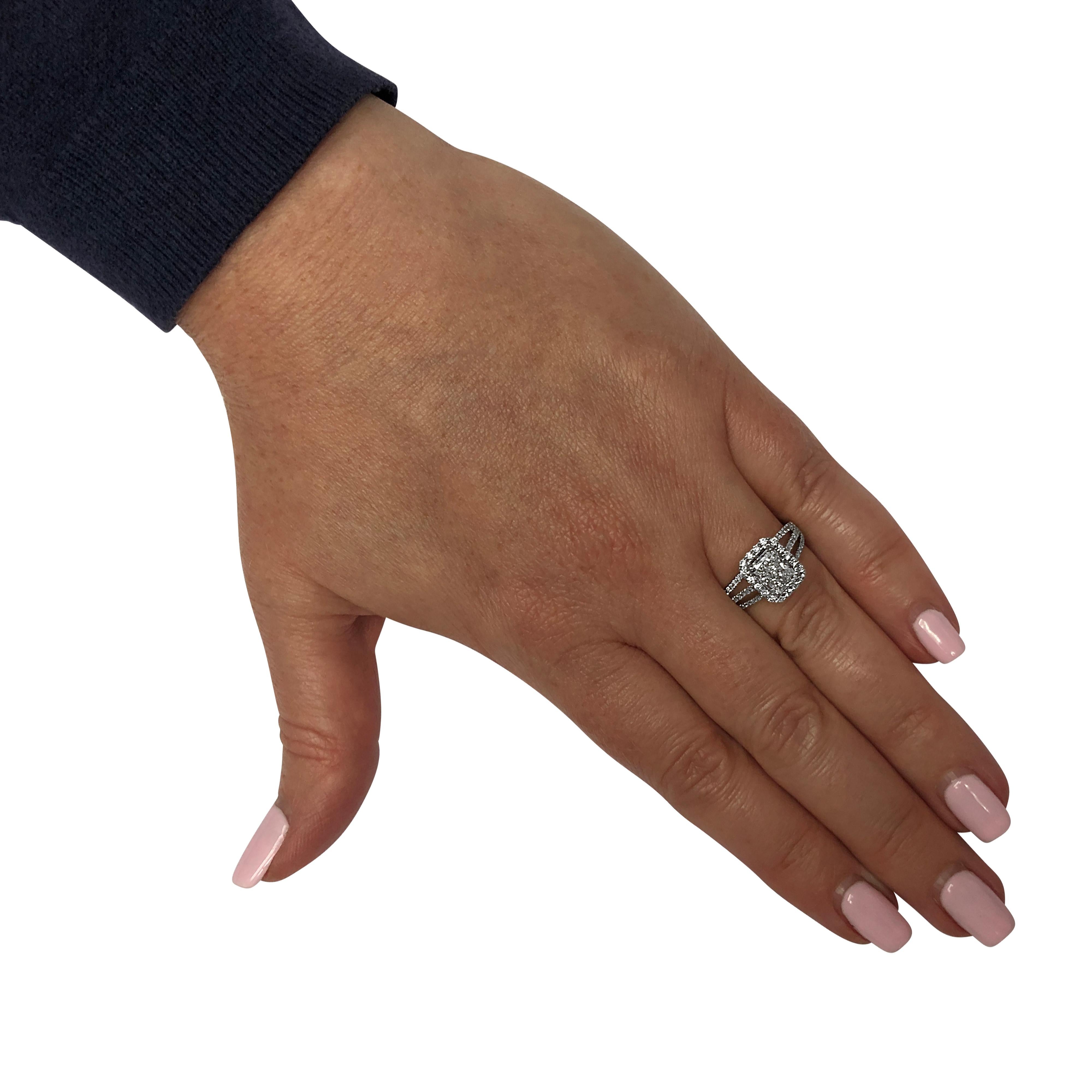 Radiant Cut Vivid Diamonds GIA Certified 1.51 Carat Diamond Engagement Halo Ring