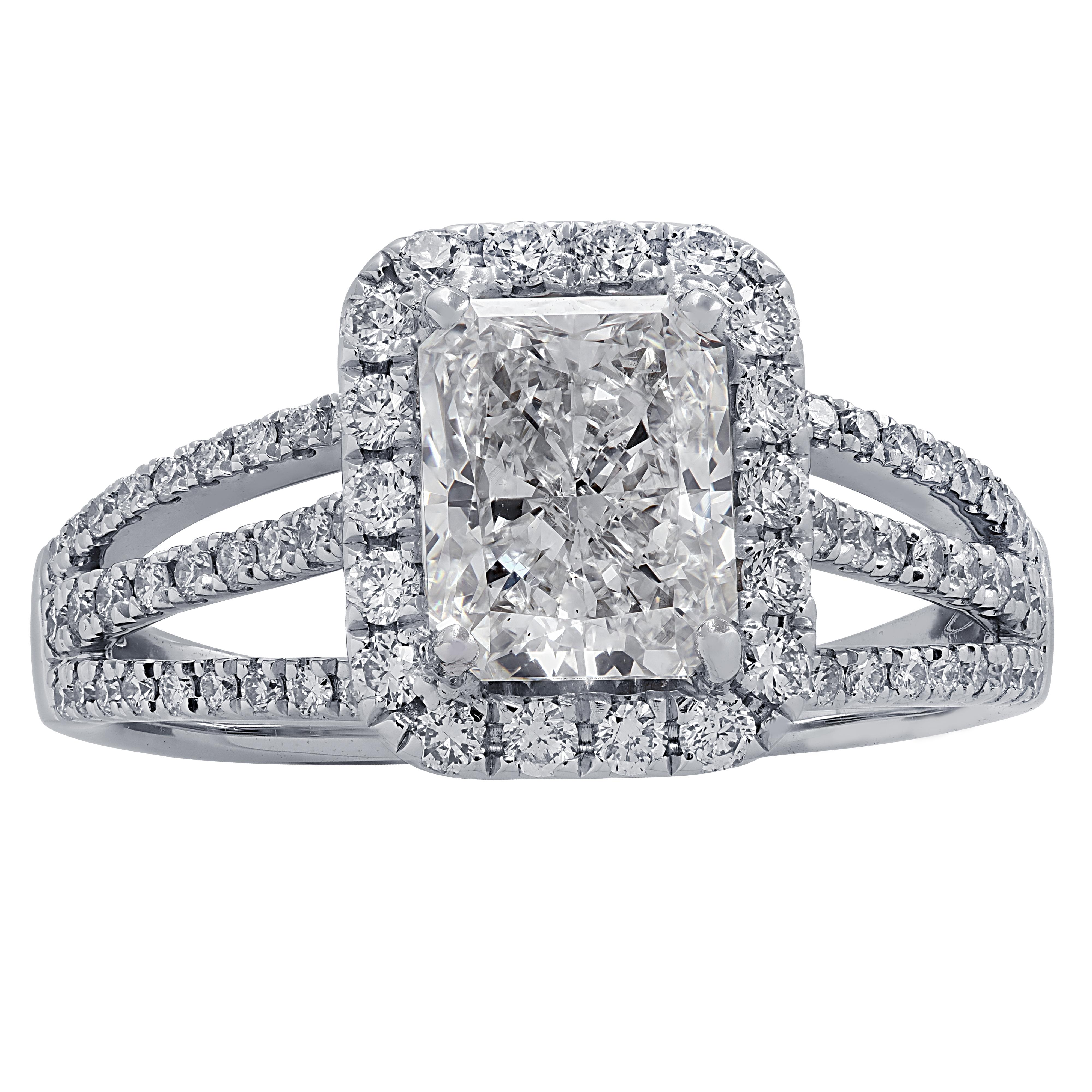 Vivid Diamonds GIA Certified 1.51 Carat Diamond Engagement Halo Ring In New Condition In Miami, FL