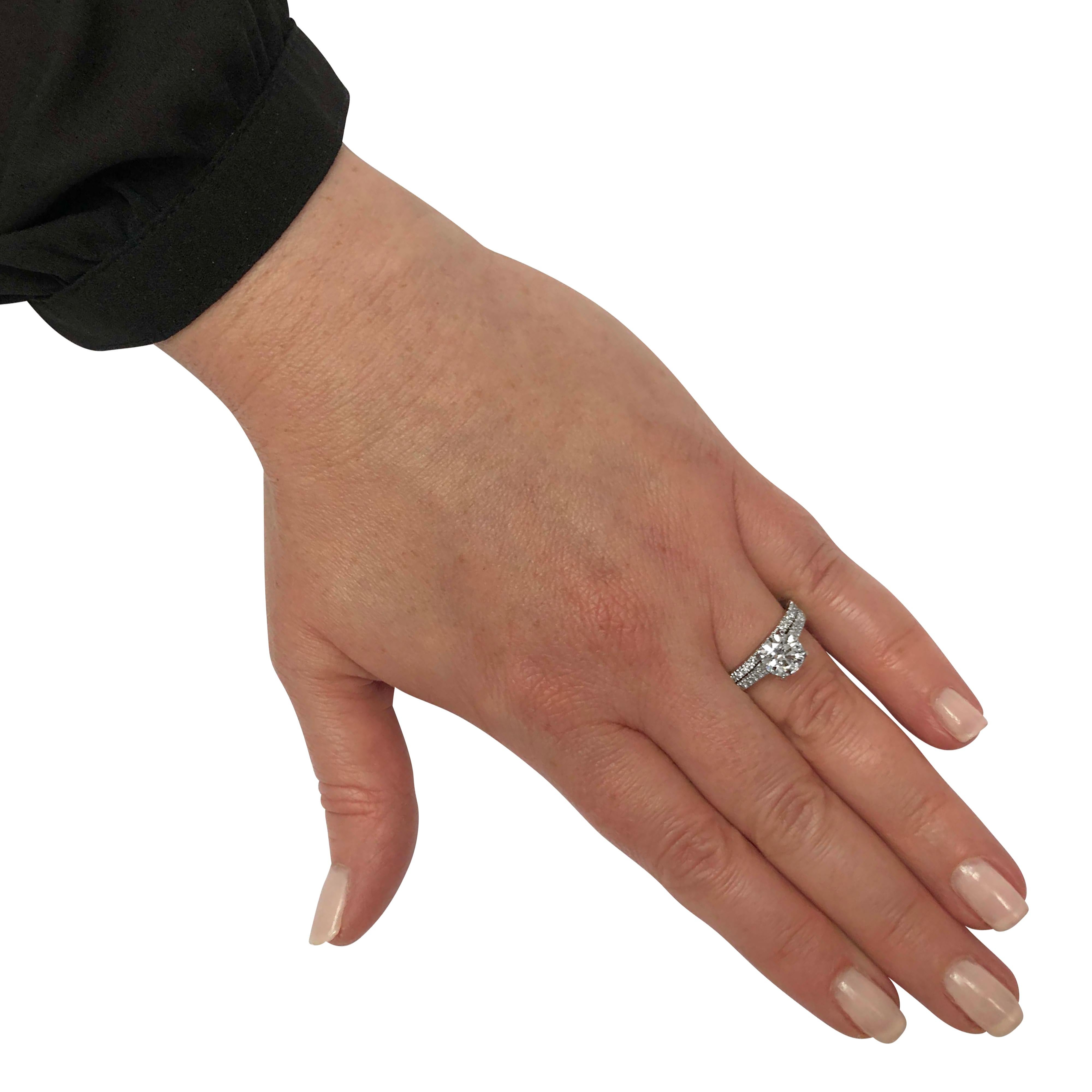 Contemporary Vivid Diamonds GIA Certified 1.51 Carat Diamond Engagement Ring Set