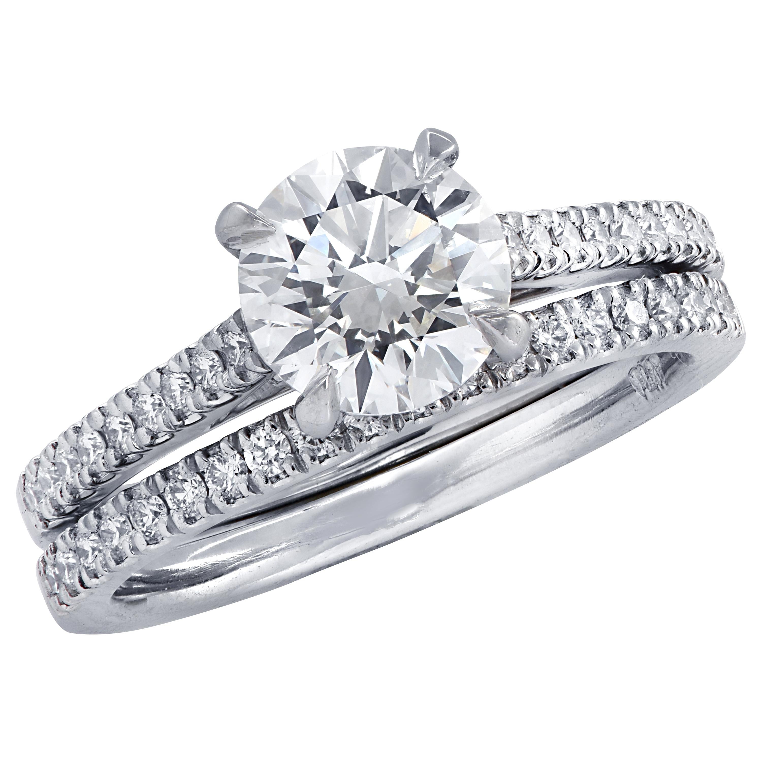 Vivid Diamonds GIA Certified 1.51 Carat Diamond Engagement Ring Set