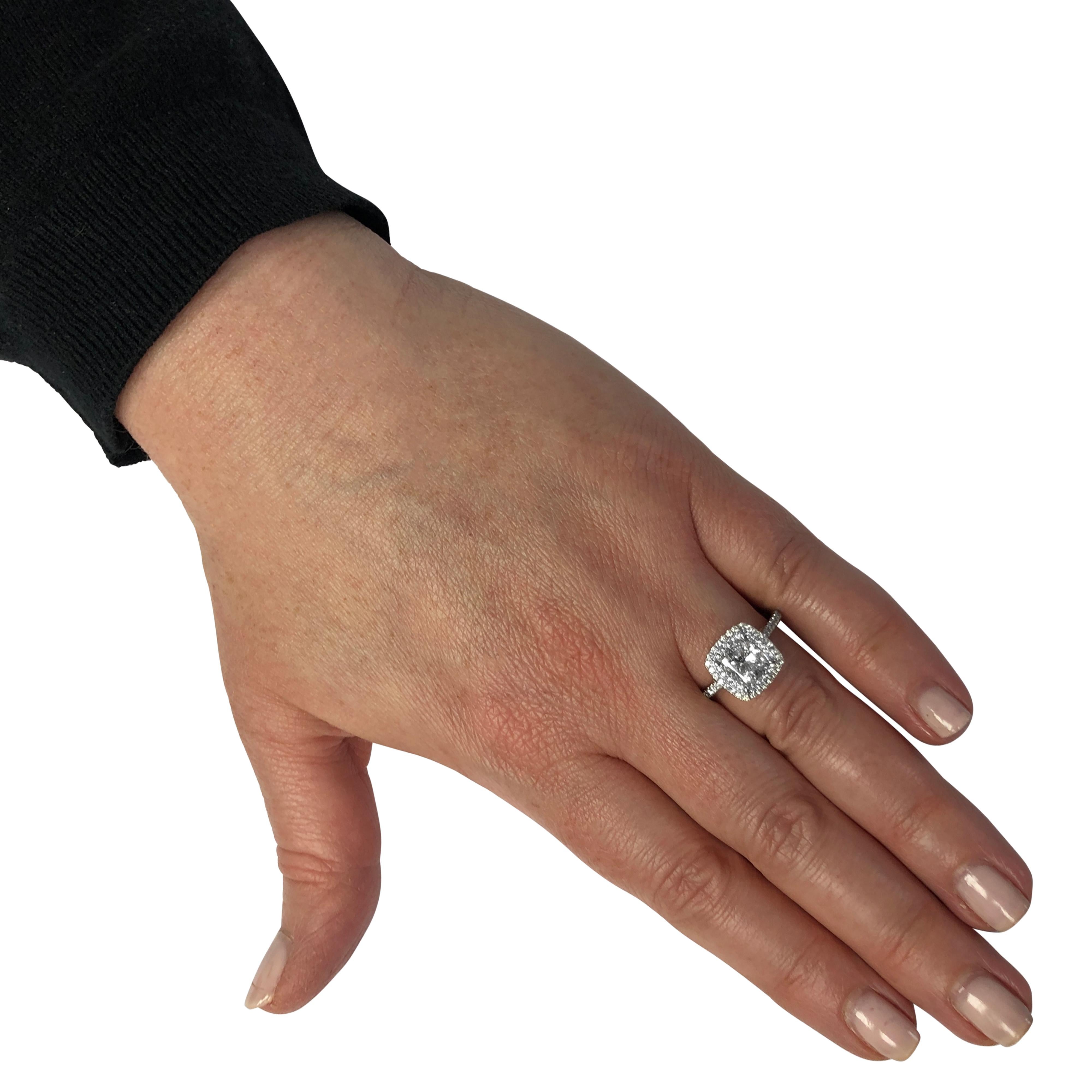 Modern Vivid Diamonds GIA Certified 1.51 Carat Double Halo Ring