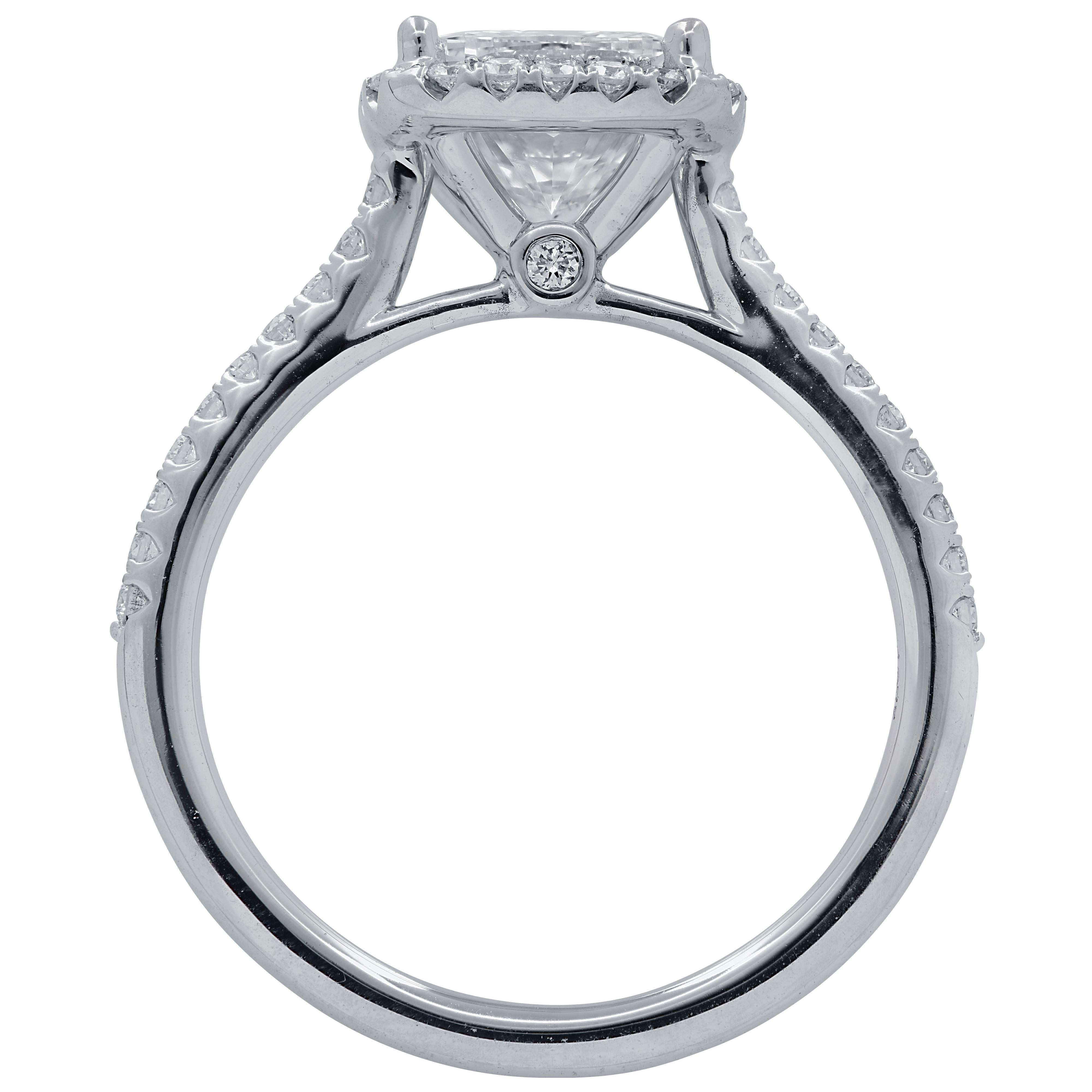 Cushion Cut Vivid Diamonds GIA Certified 1.51 Carat Double Halo Ring