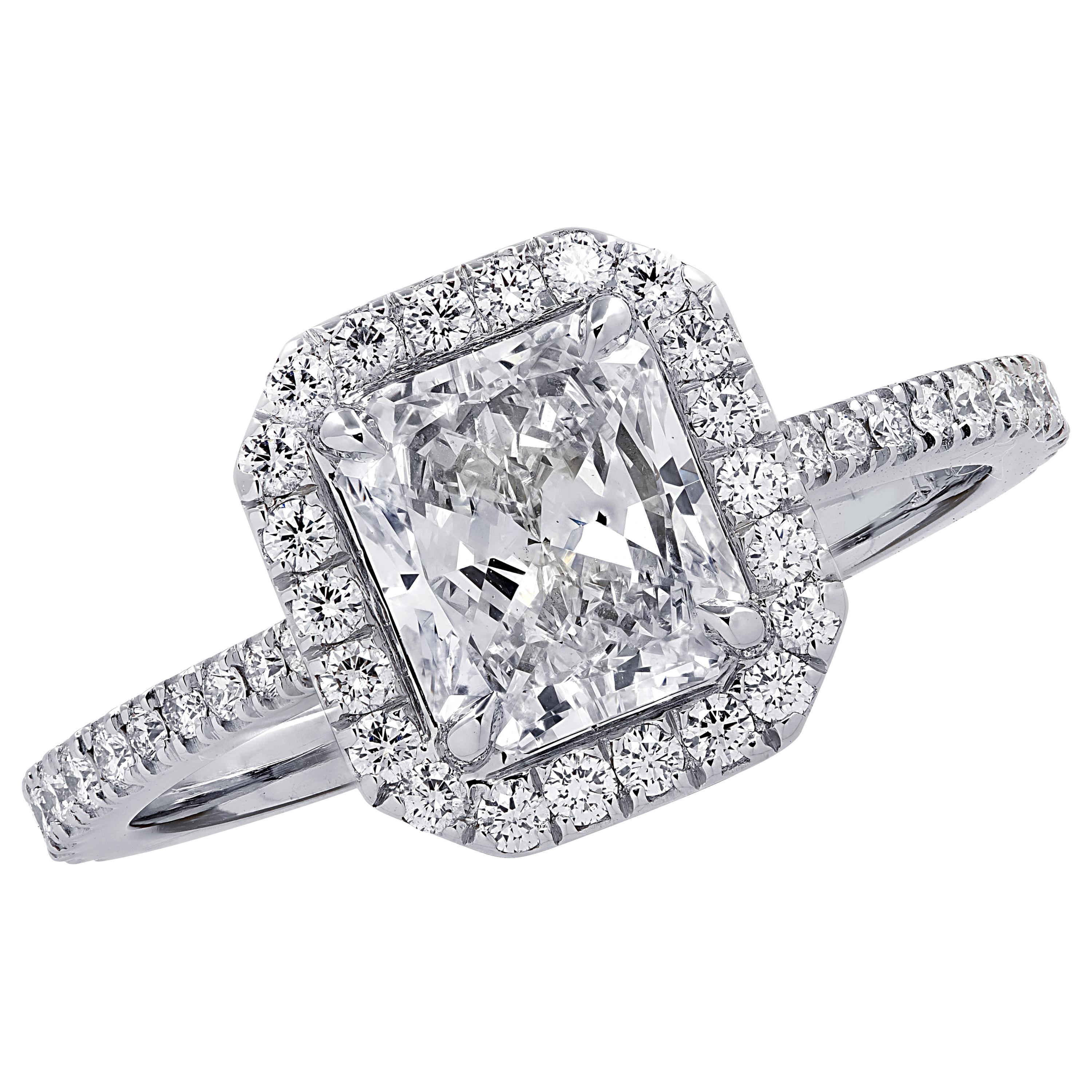Vivid Diamonds GIA Certified 1.53 Carat Diamond Engagement Halo Ring