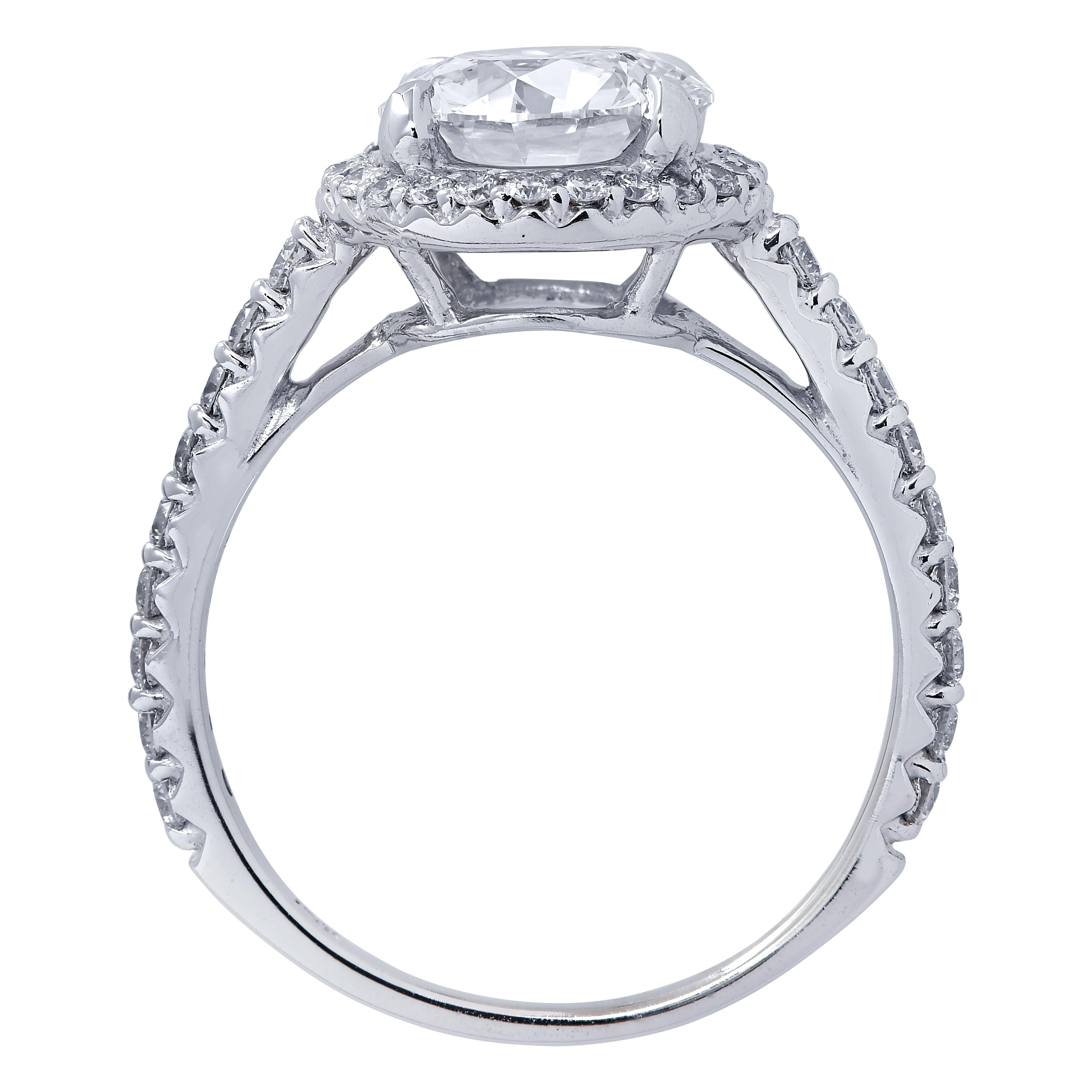 Modern Vivid Diamonds GIA Certified 1.74 Carat Diamond Engagement Halo Ring
