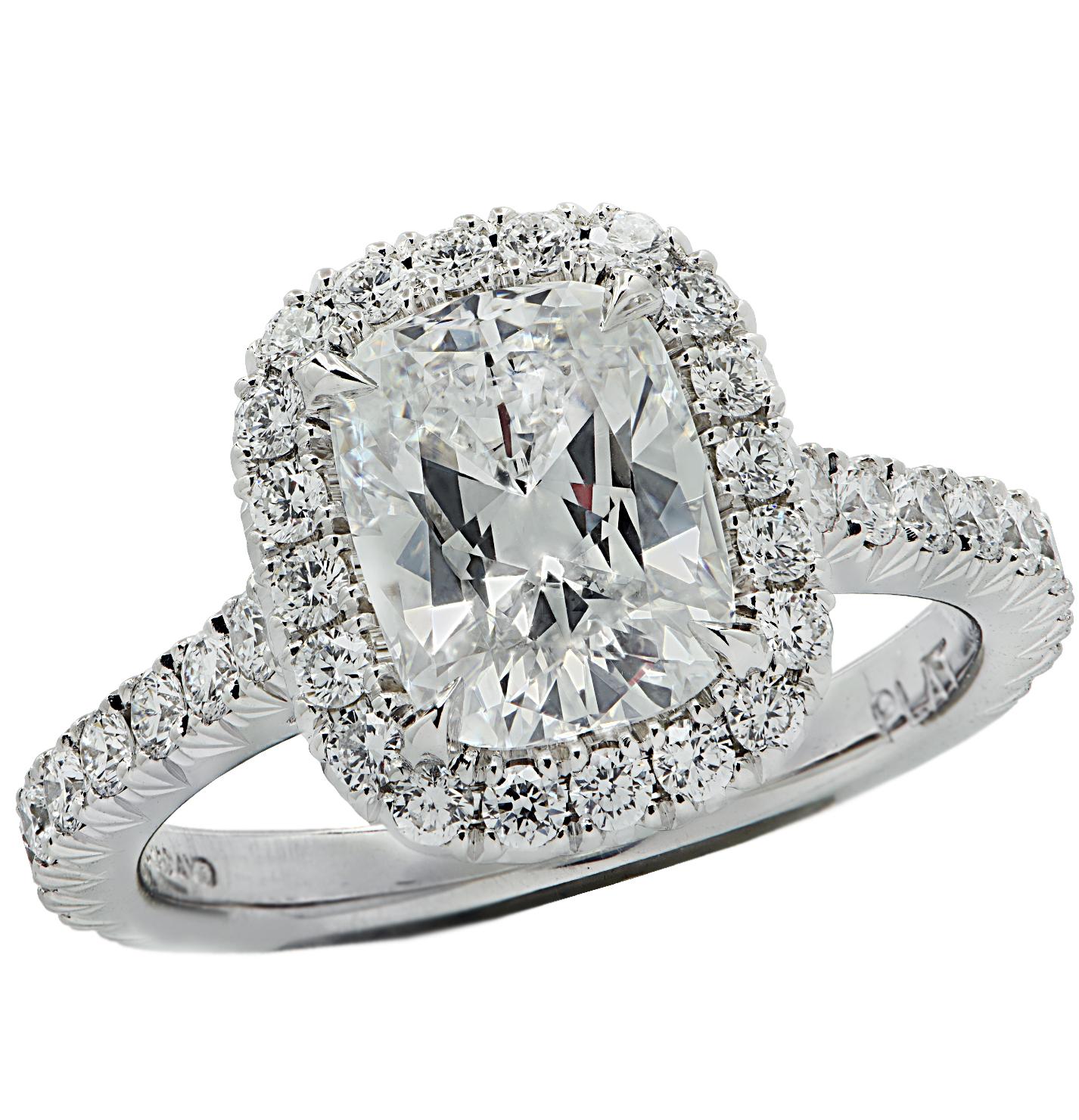 Vivid Diamonds GIA Certified 1.77 Carat Diamond Halo Engagement Ring In New Condition For Sale In Miami, FL