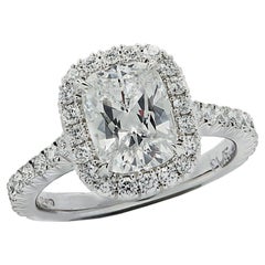 Vivid Diamonds GIA Certified 1.77 Carat Diamond Halo Engagement Ring