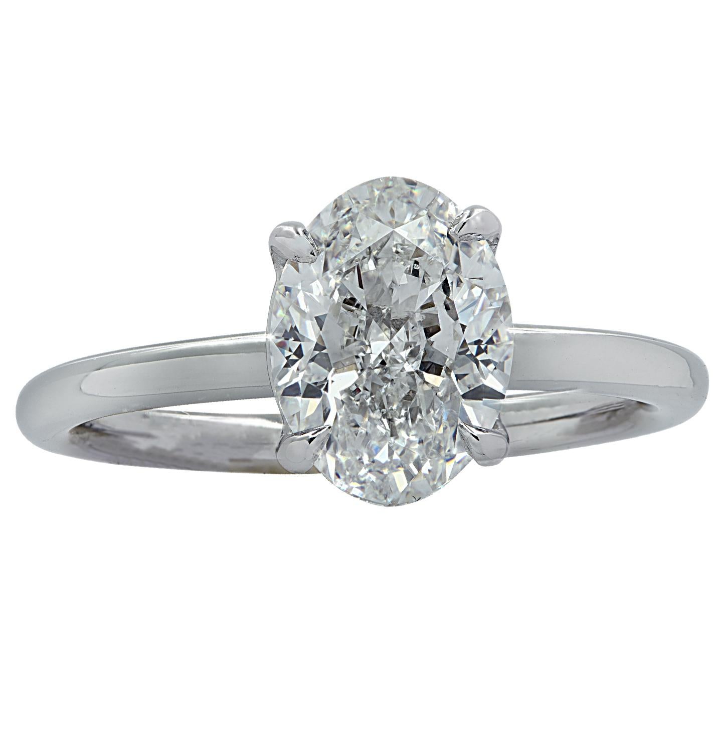 Modern Vivid Diamonds GIA Certified 1.80 Carat Oval Diamond Engagement Ring