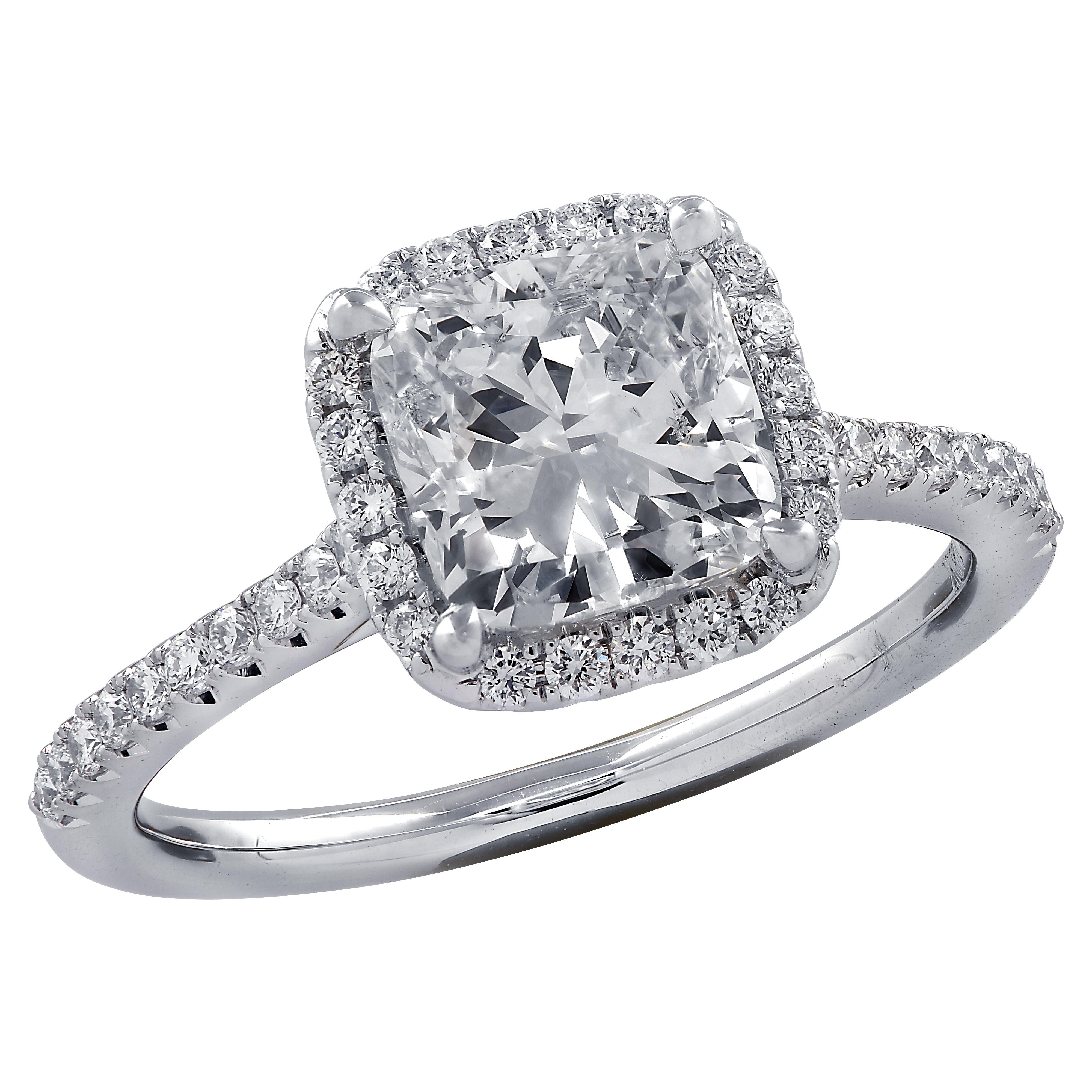 Vivid Diamonds GIA Certified 1.81 Carat Diamond Halo Ring