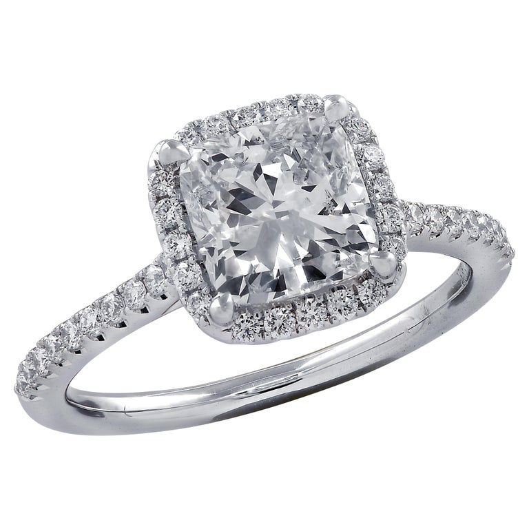 Vivid Diamonds GIA Certified 1.81 Carat Diamond Halo Ring at 1stDibs