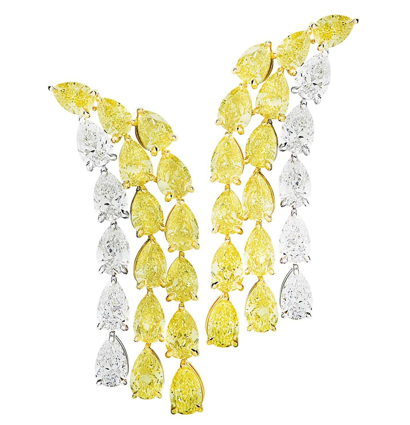 Contemporain Vivid Diamonds - Diamant jaune intense en forme de poire de 19,64 carats certifié par le GIA en vente