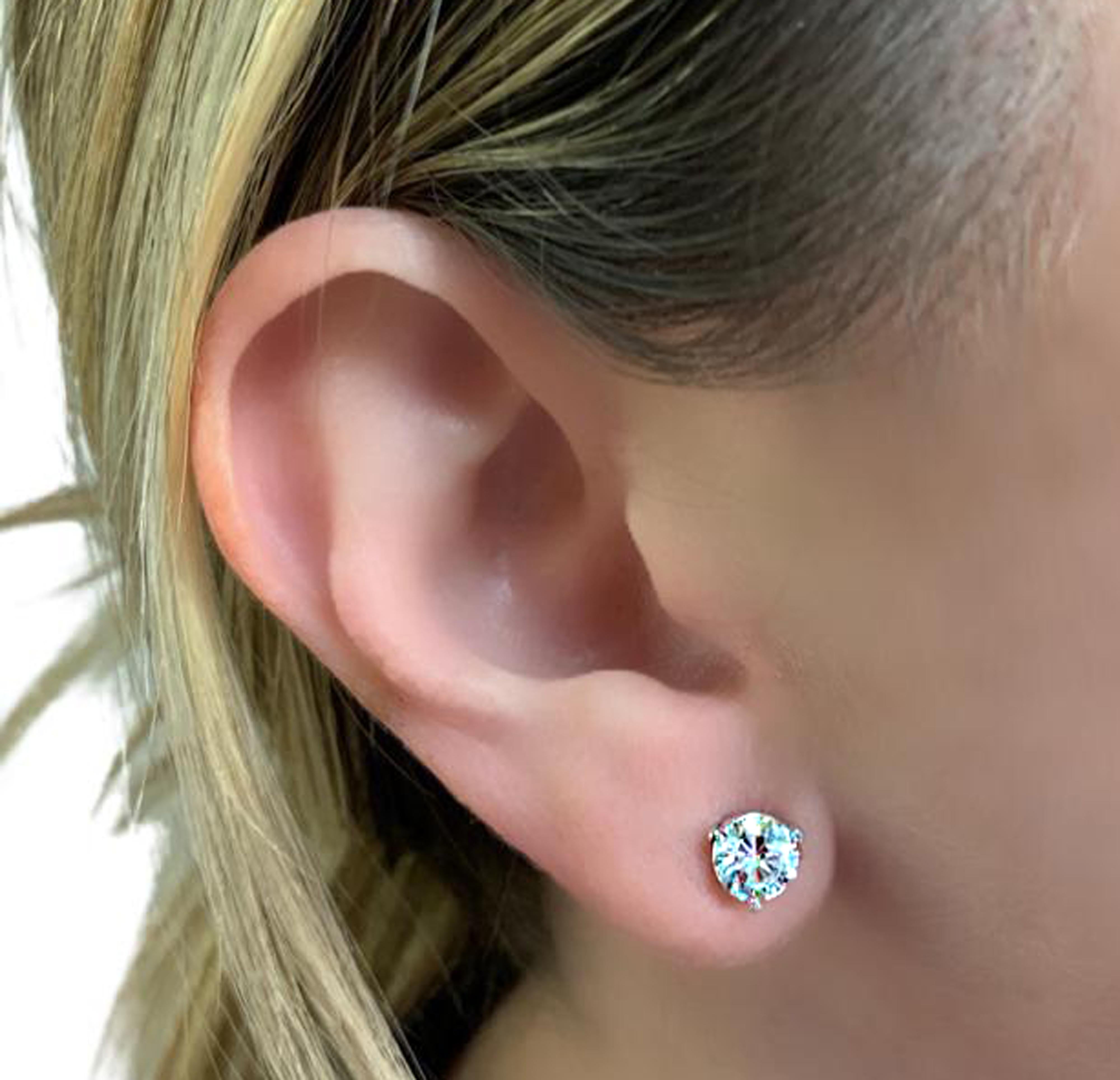 Modern Vivid Diamonds GIA Certified 2.01 Carat Diamond Stud Earrings
