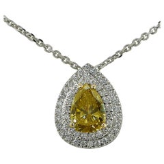 Vivid Diamonds GIA Certified 2.01 Carat Fancy Yellow Diamond Necklace
