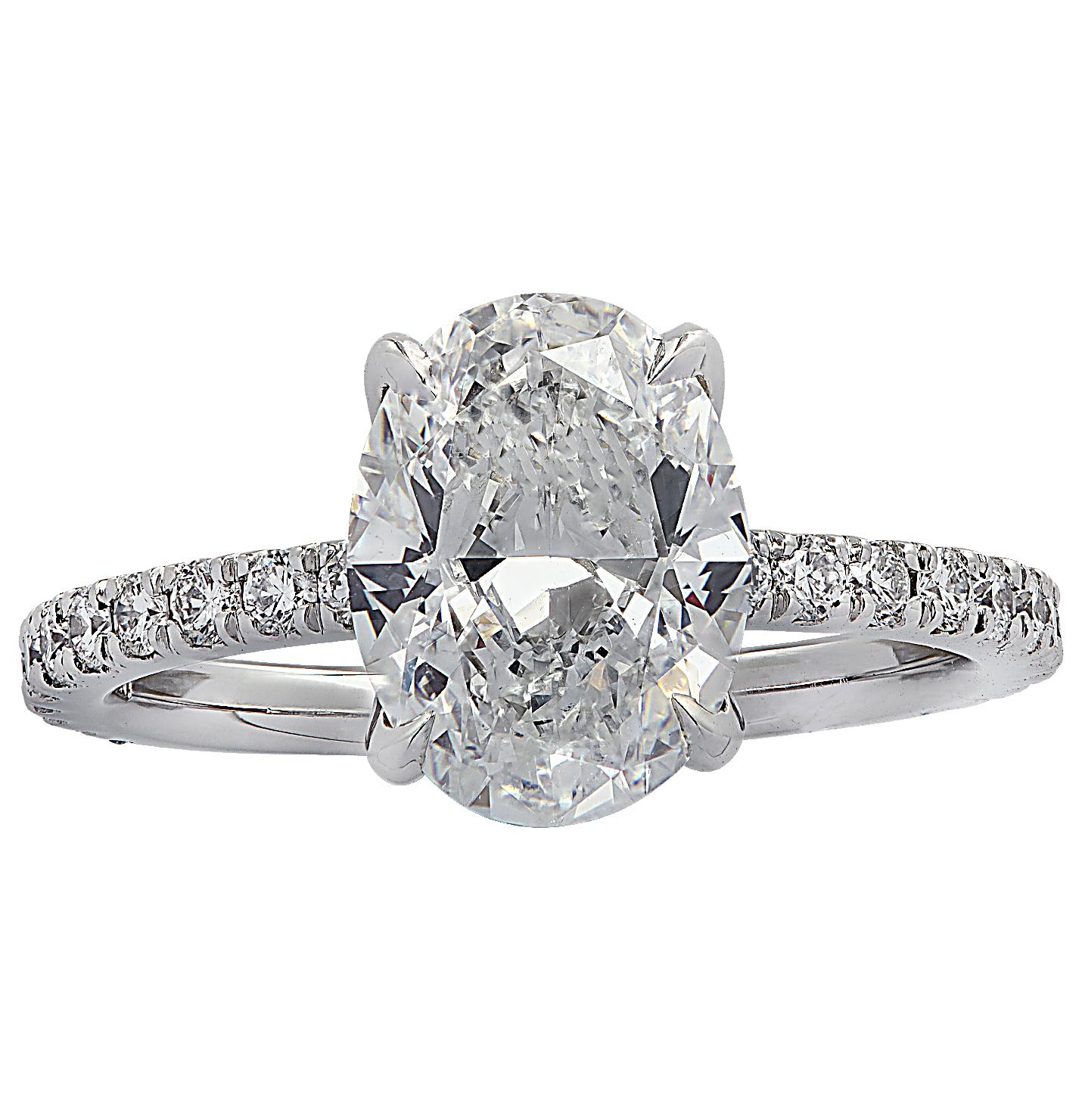 Modern Vivid Diamonds GIA Certified 2.01 Carat Oval Cut Diamond Engagement Ring