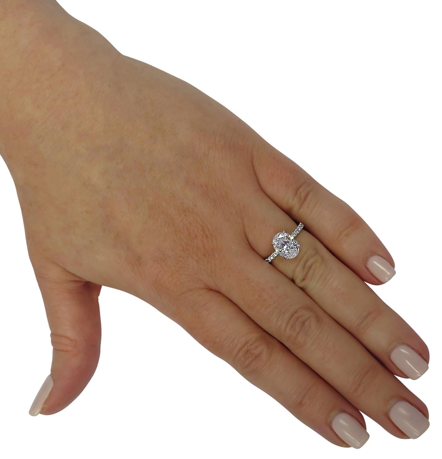 Women's Vivid Diamonds GIA Certified 2.01 Carat Oval Cut Diamond Engagement Ring