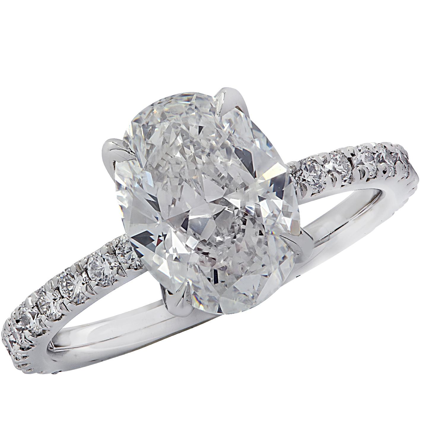 Vivid Diamonds GIA Certified 2.01 Carat Oval Cut Diamond Engagement Ring 1