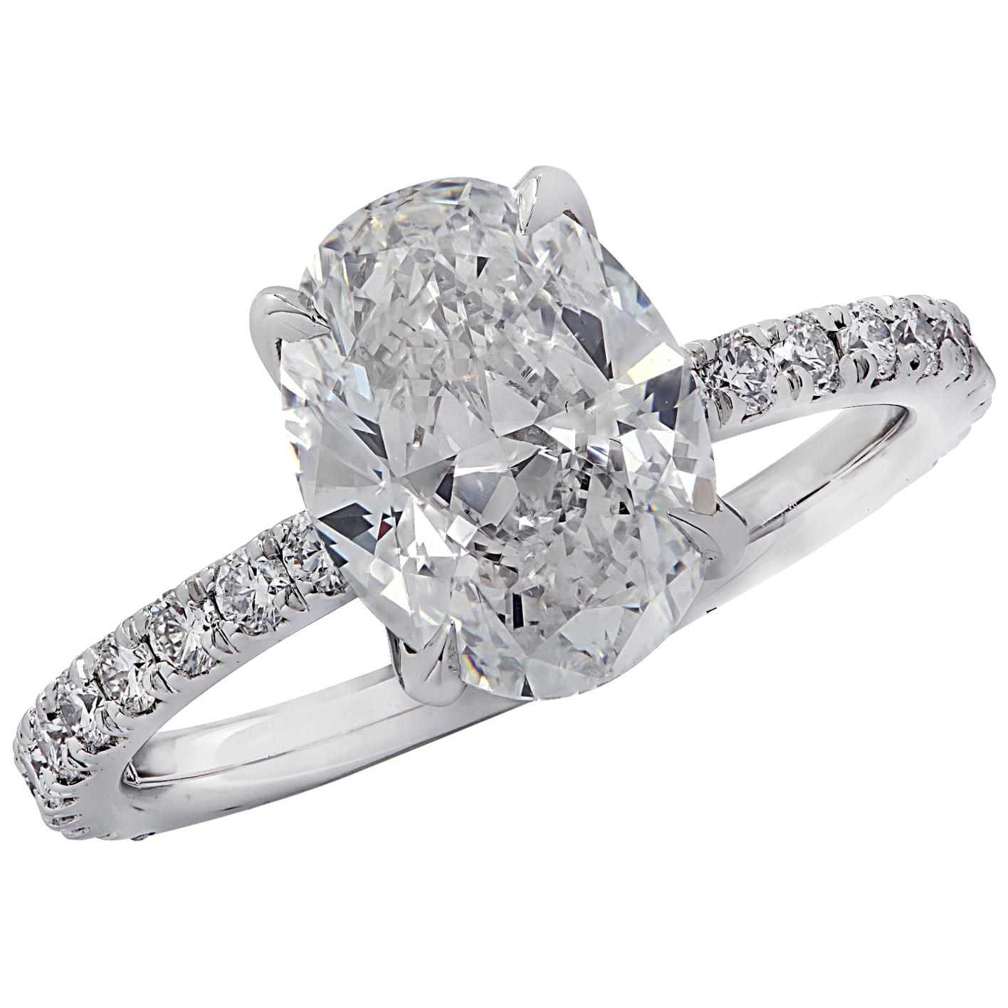 Vivid Diamonds GIA Certified 2.01 Carat Oval Cut Diamond Engagement Ring