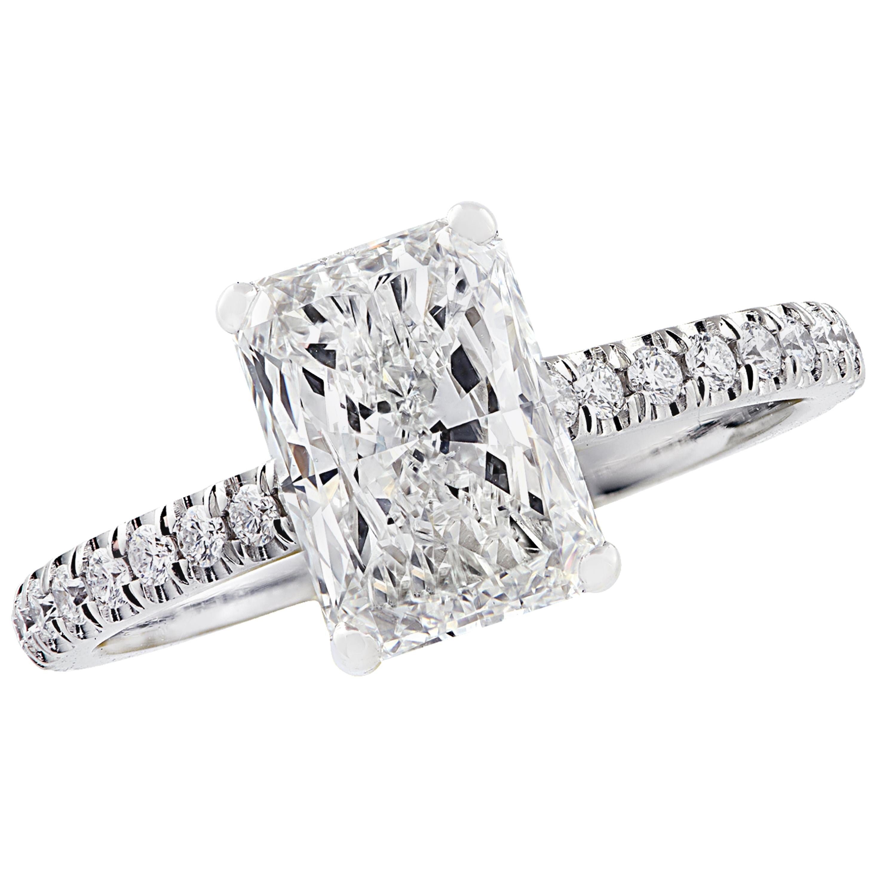 Vivid Diamonds GIA Certified 2.02 Carat Radiant Cut Diamond Engagement Ring