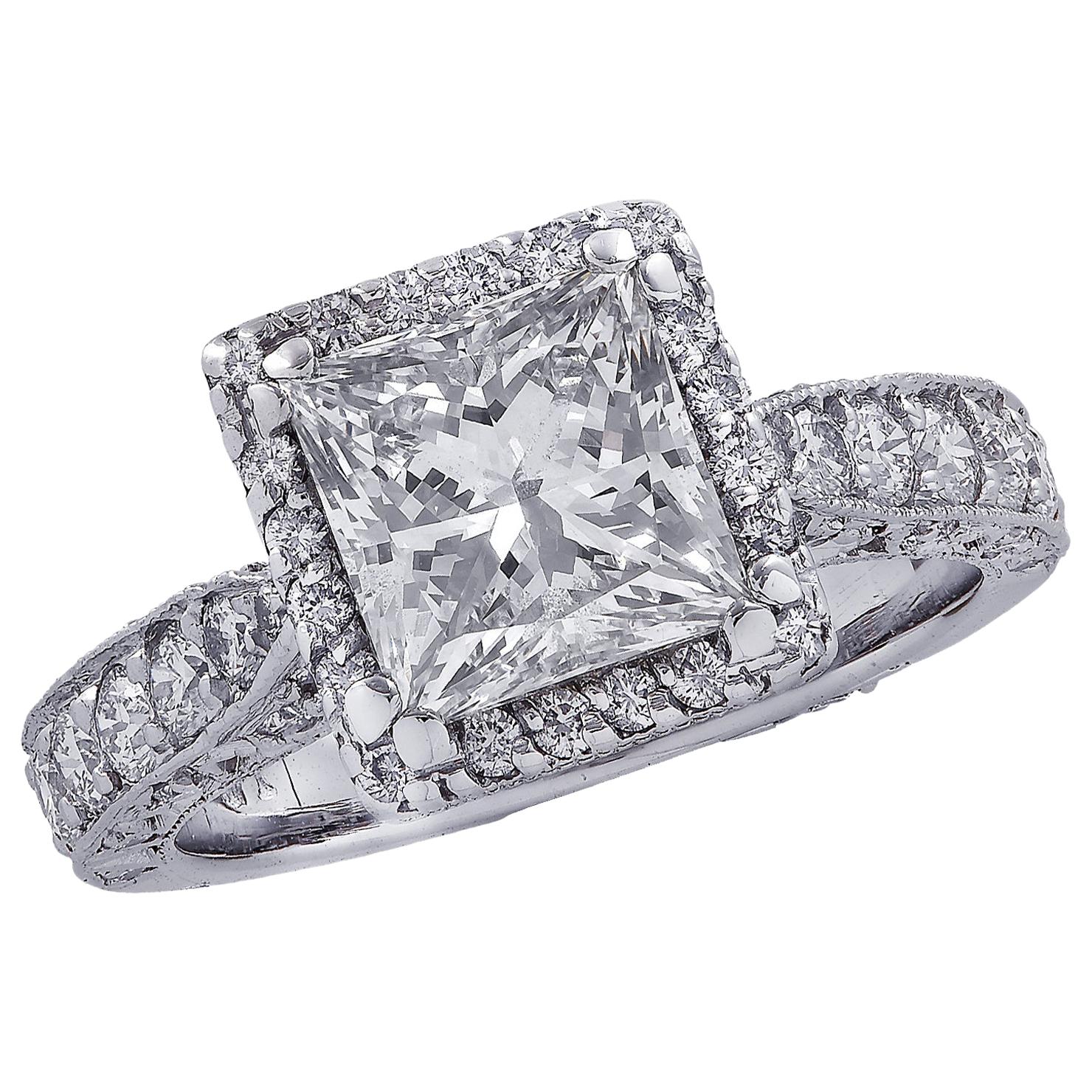 Vivid Diamonds GIA Certified 2.04 Carat Halo Engagement Ring