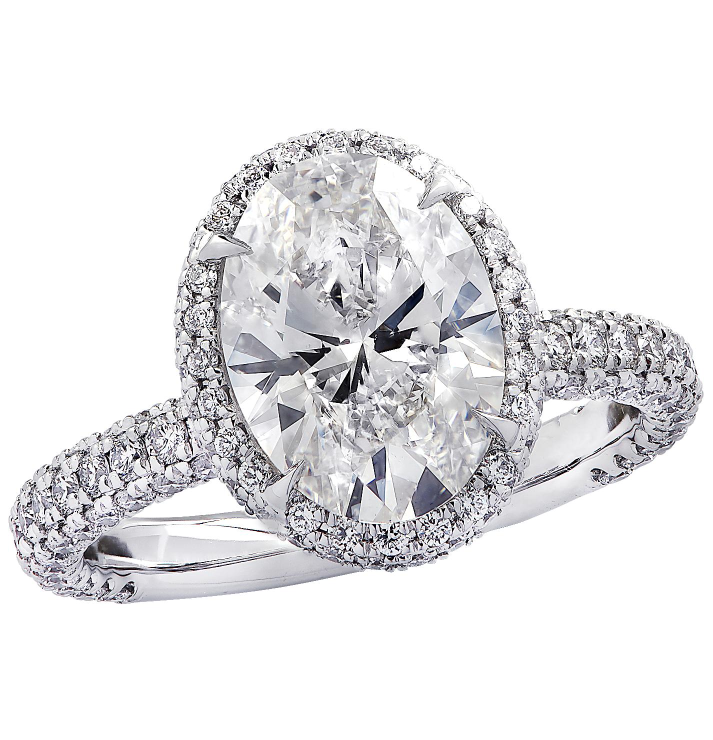Modern Vivid Diamonds GIA Certified 2.07 Carat Diamond Halo Engagement Ring 