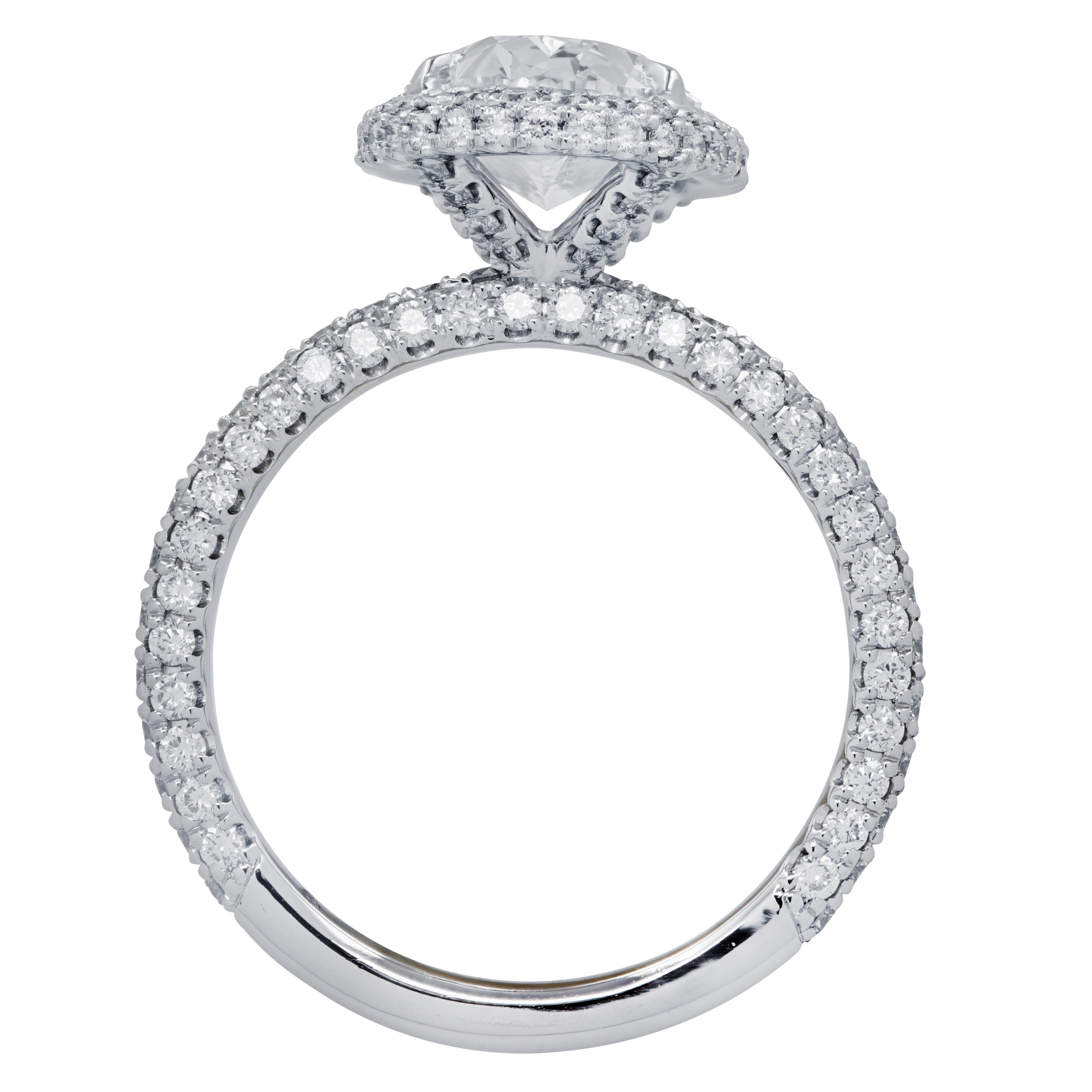Oval Cut Vivid Diamonds GIA Certified 2.07 Carat Diamond Halo Engagement Ring 