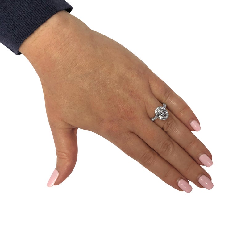 Women's Vivid Diamonds GIA Certified 2.07 Carat Diamond Halo Engagement Ring 