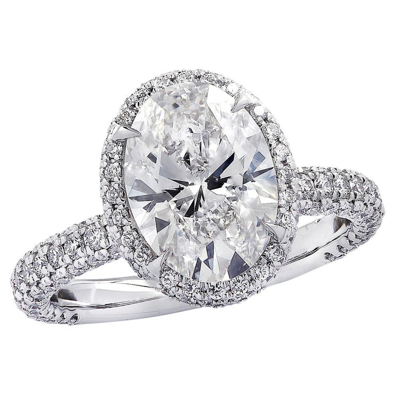 Vivid Diamonds GIA Certified 2.07 Carat Diamond Halo Engagement Ring 
